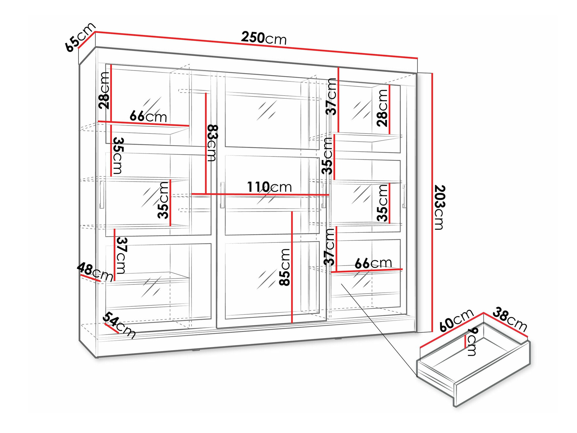 Kleiderschrank Comfivo Opus (Schwarz)