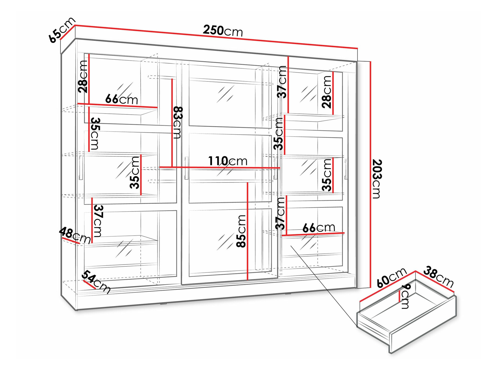 Kleiderschrank Comfivo Opus (Schwarz)
