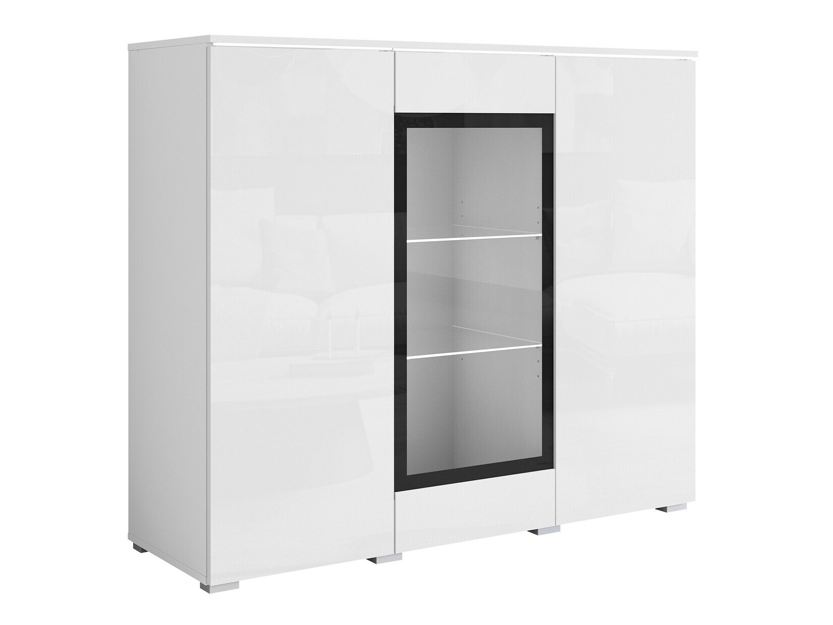 Sideboard Mirfivo 103 (Weiß + Weiß glänzend)