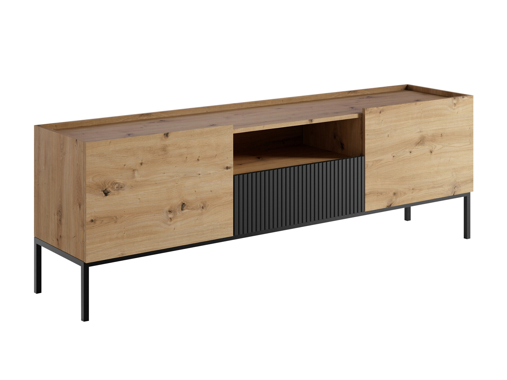 TV-Möbel Lunole 109 (Artisan Eichenholzoptik + Schwarz)
