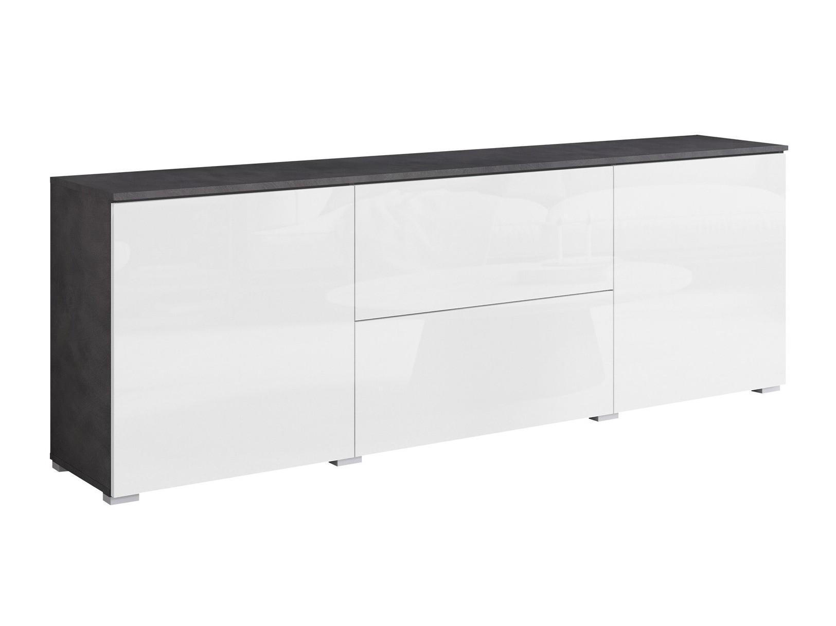 TV-Möbel Mirfivo 104 (Matera grau + Weiß glänzend)