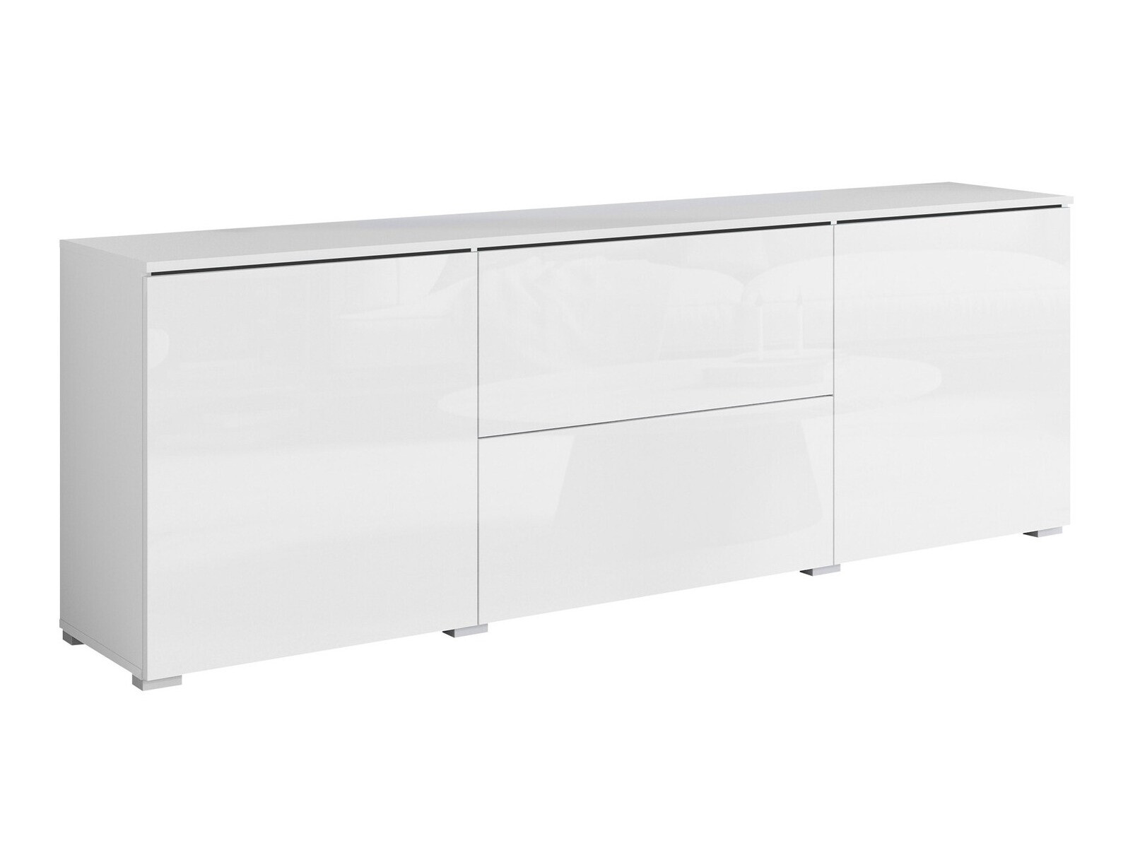 TV-Möbel Mirfivo 104 (Weiß + Weiß glänzend)