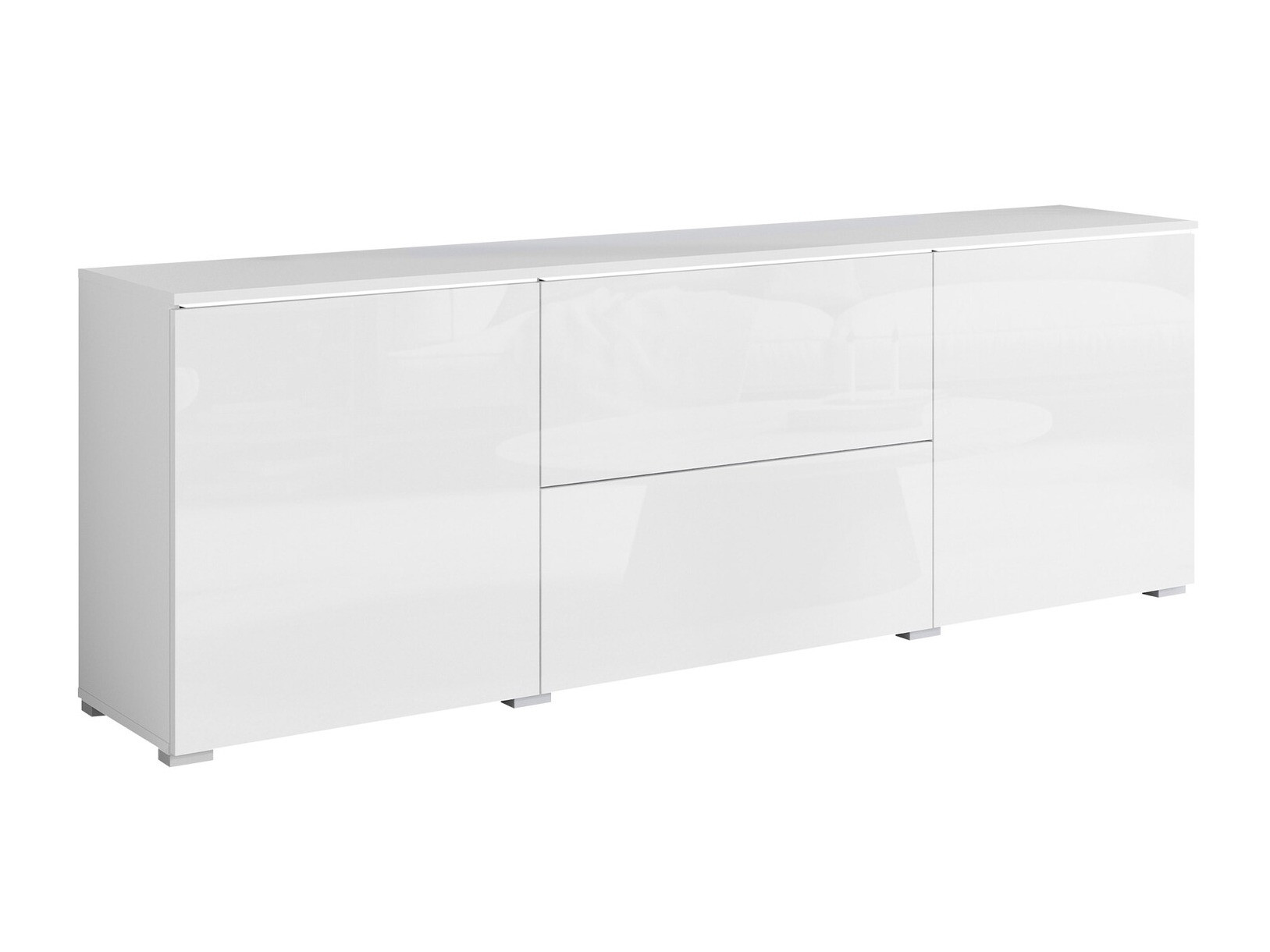 TV-Möbel Mirfivo 104 (Weiß + Weiß glänzend)