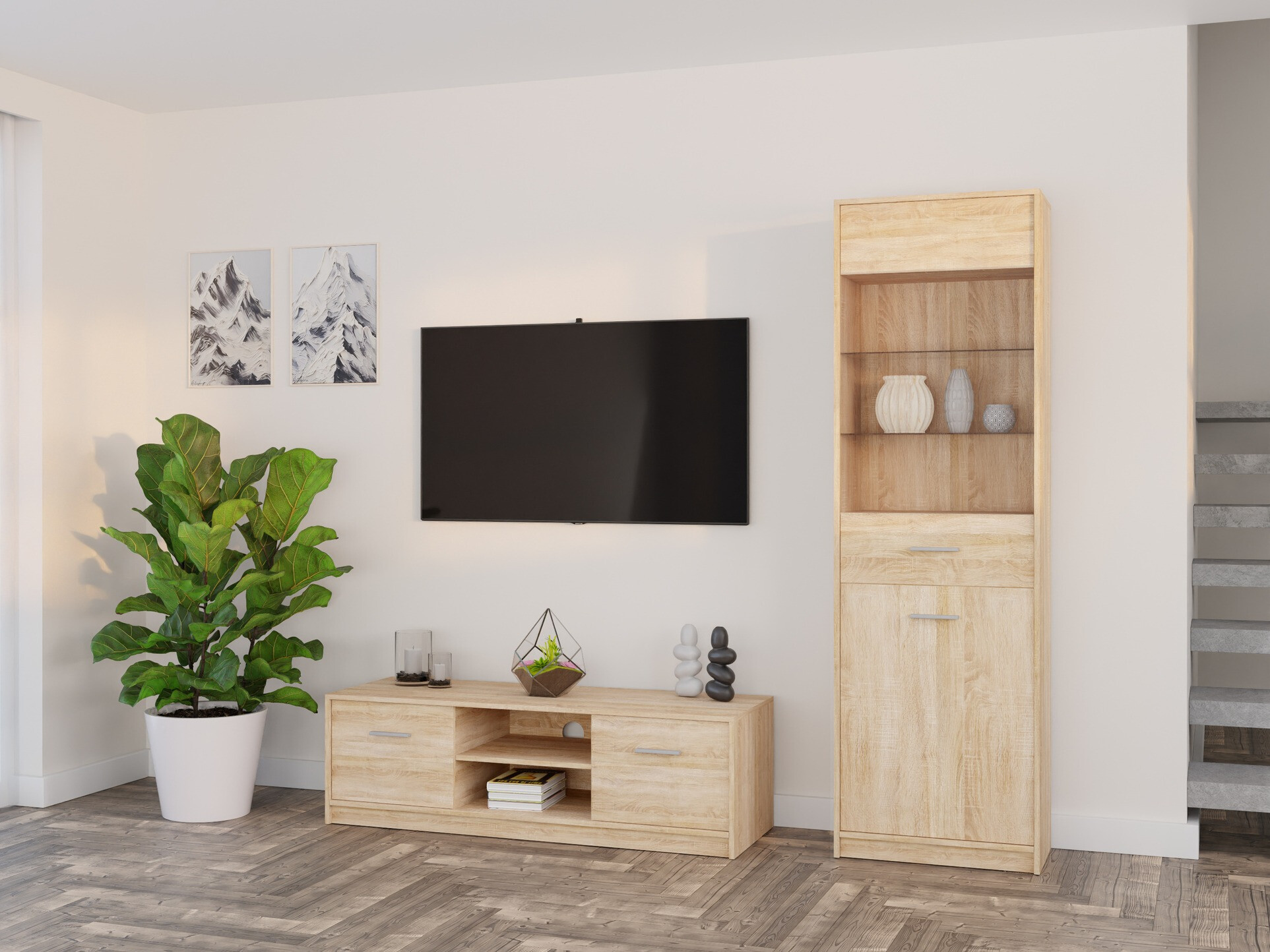 Wohnzimmer-Sets Novsore 161 (Sonoma Eichenholzoptik)