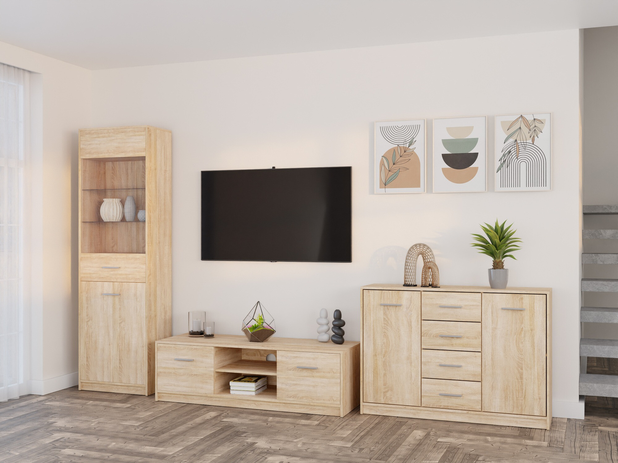 Wohnzimmer-Sets Novsore 162 (Sonoma Eichenholzoptik)