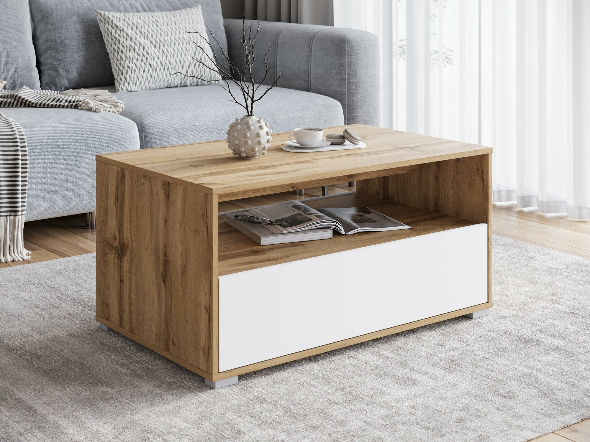 Couchtisch Sarasota 188 (Wotan Eiche + Weiß)