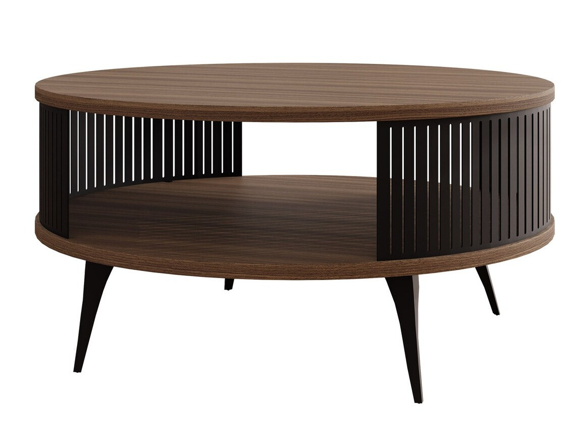 Couchtisch Vitum (Schwarz + Walnussholzoptik)