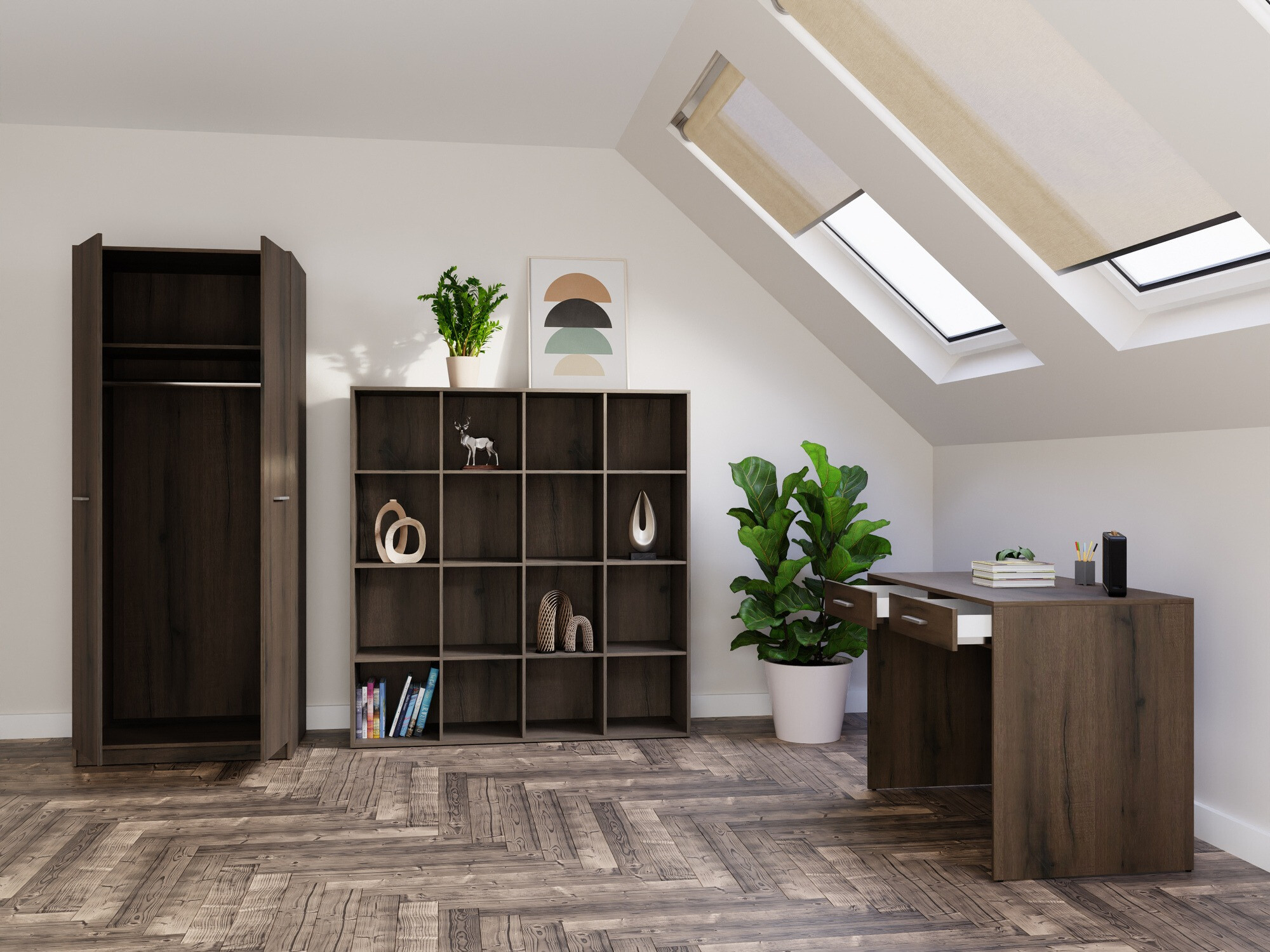 Heimbüro-Set Novsore 166 (Eichenholzoptik dunkel)