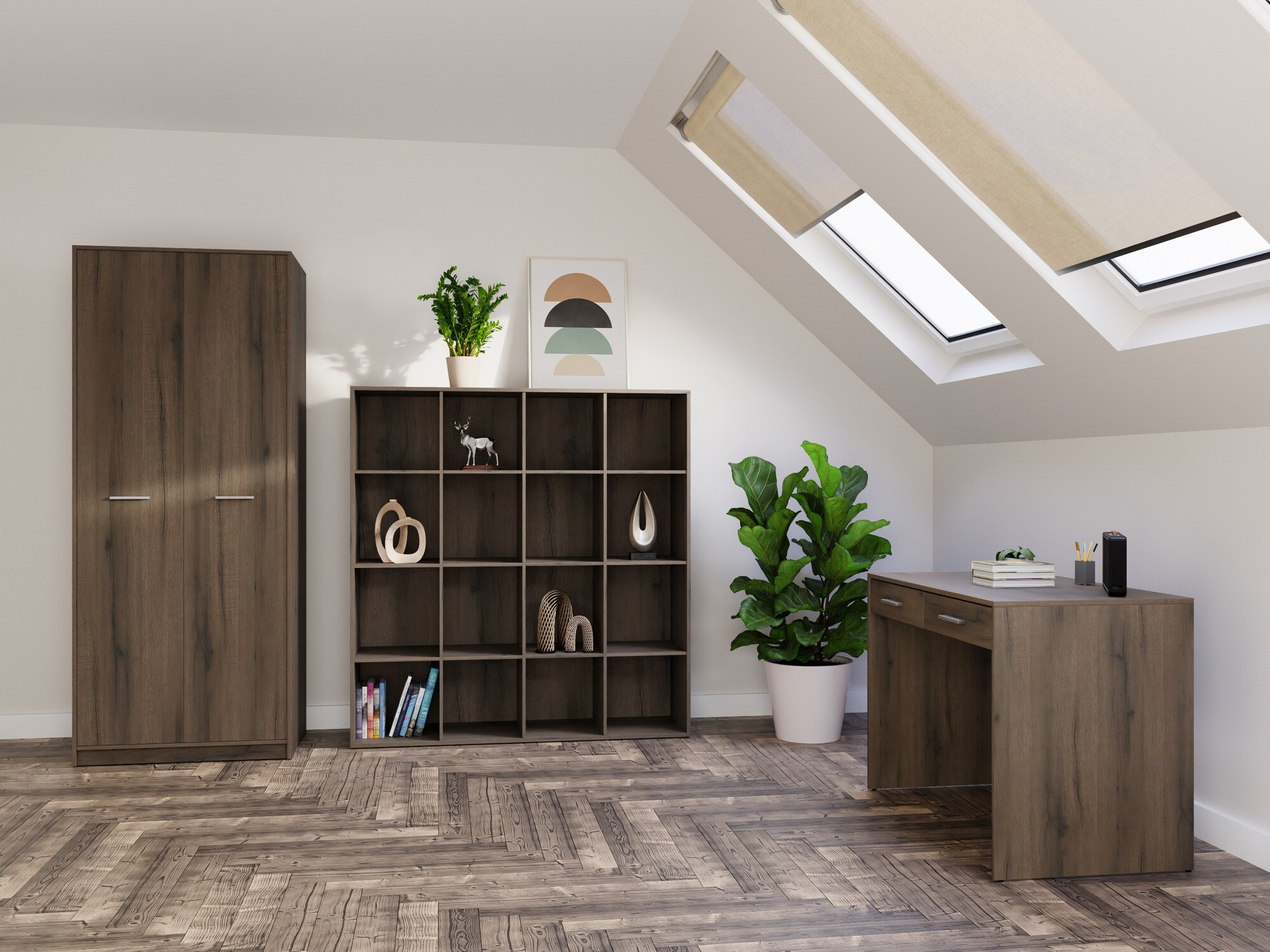 Heimbüro-Set Novsore 166 (Eichenholzoptik dunkel)