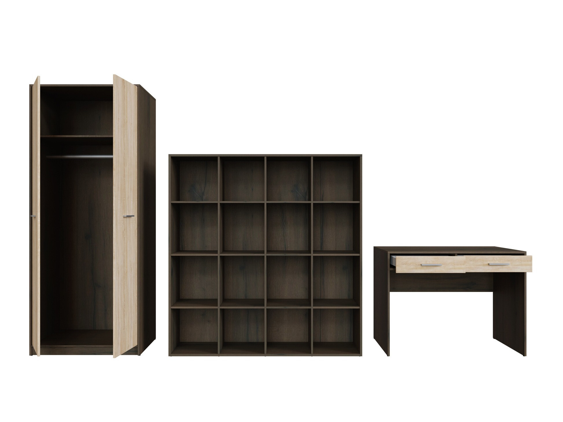 Heimbüro-Set Novsore 166 (Eichenholzoptik dunkel + Sonoma Eichenholzoptik)