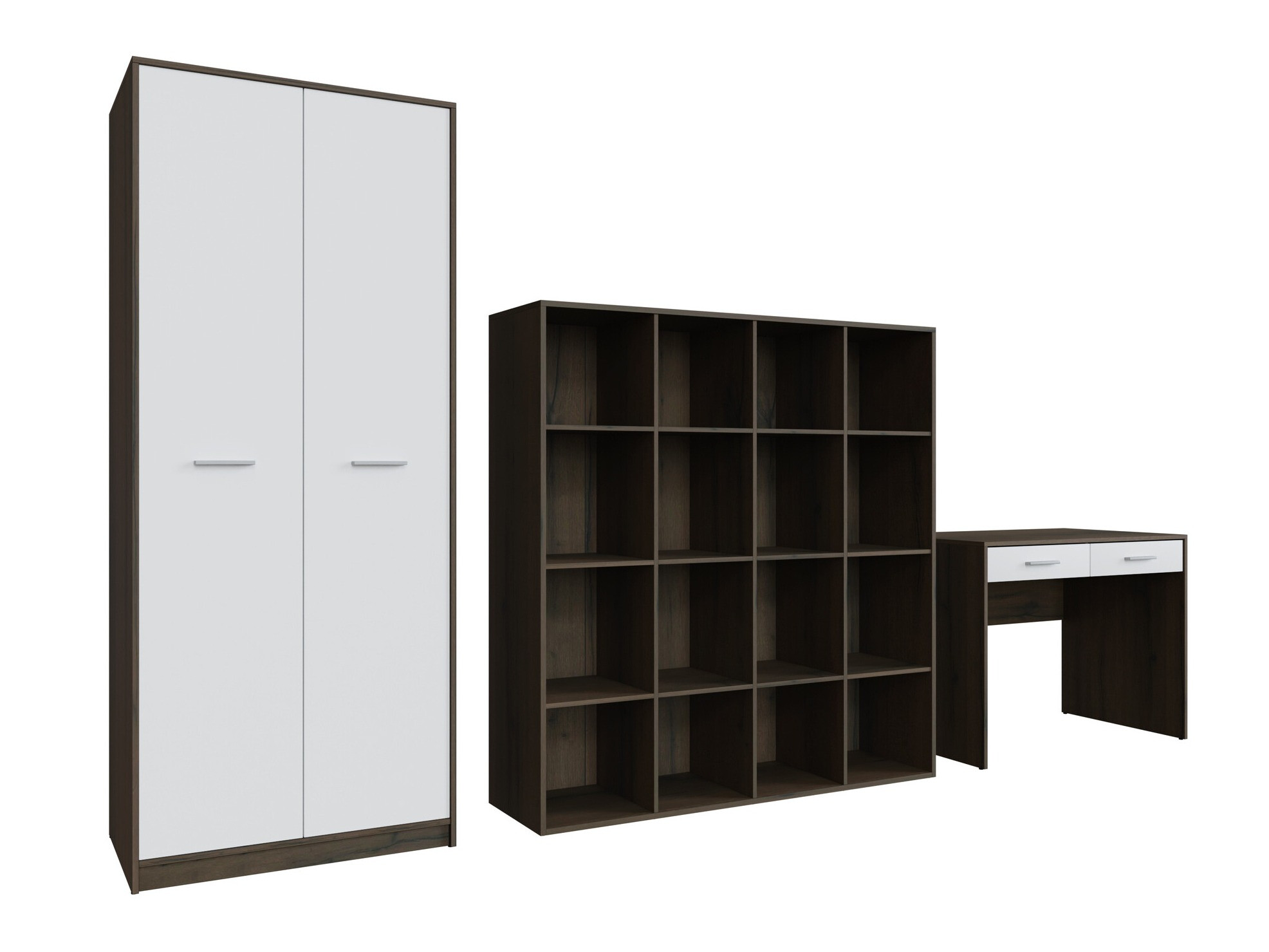 Heimbüro-Set Novsore 166 (Eichenholzoptik dunkel + Weiß)