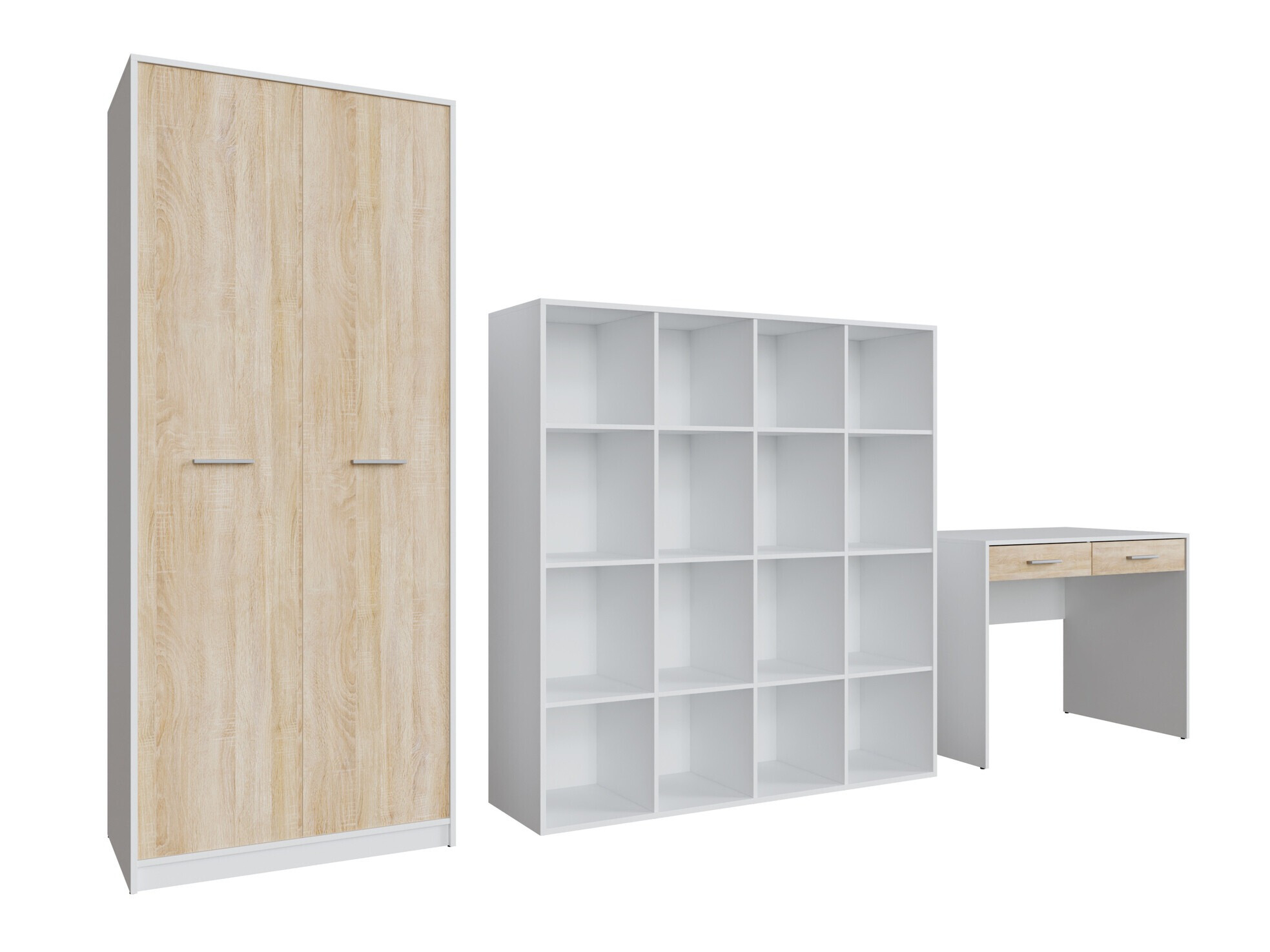 Heimbüro-Set Novsore 166 (Weiß + Sonoma Eichenholzoptik)