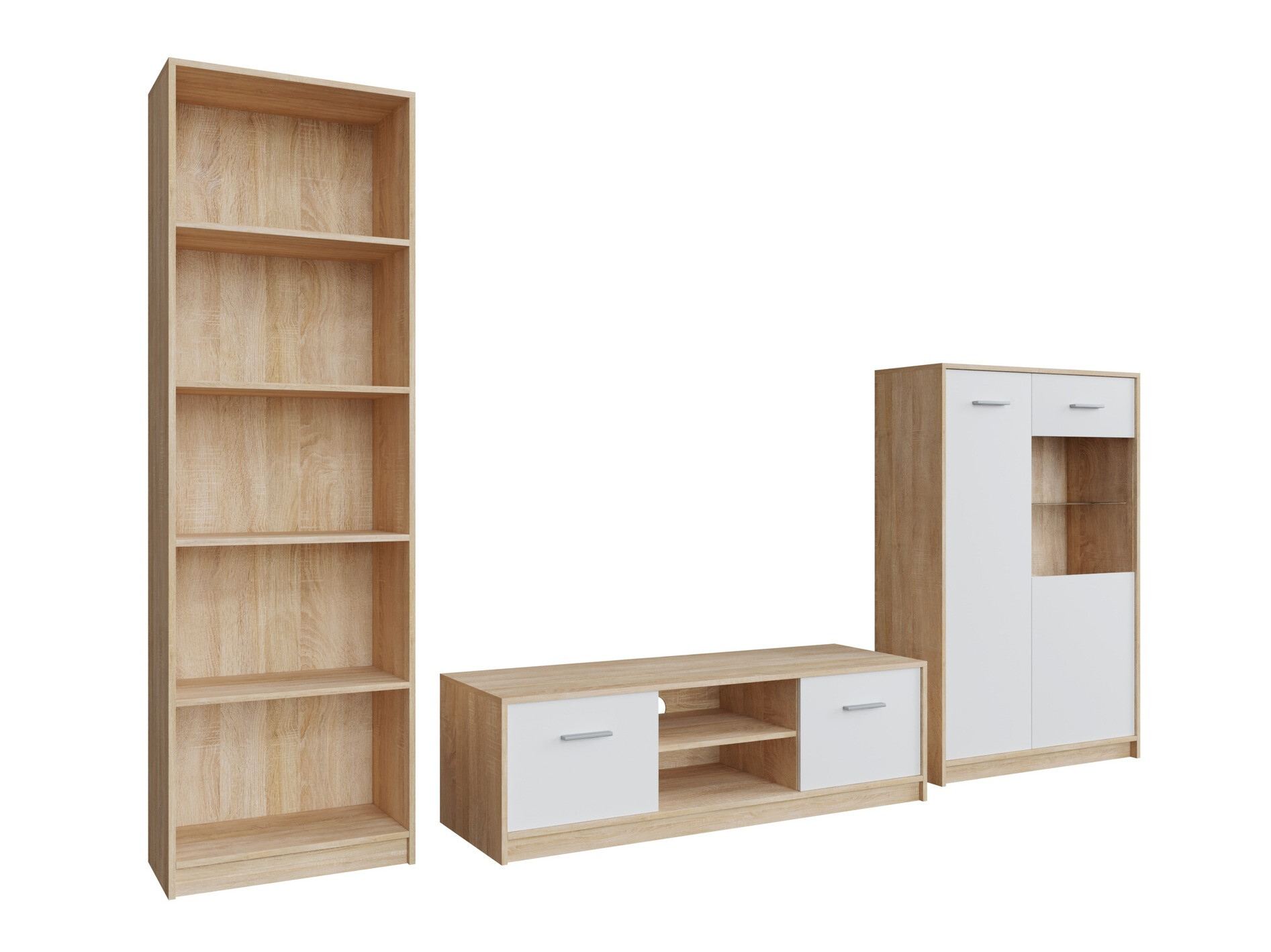 Wohnzimmer-Sets Novsore 164 (Sonoma Eichenholzoptik + Weiß)