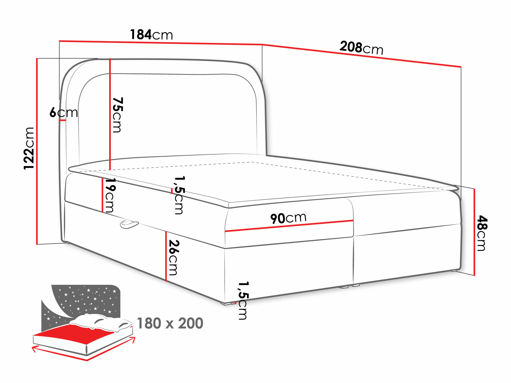 Boxspringbett Color (Coral 65)