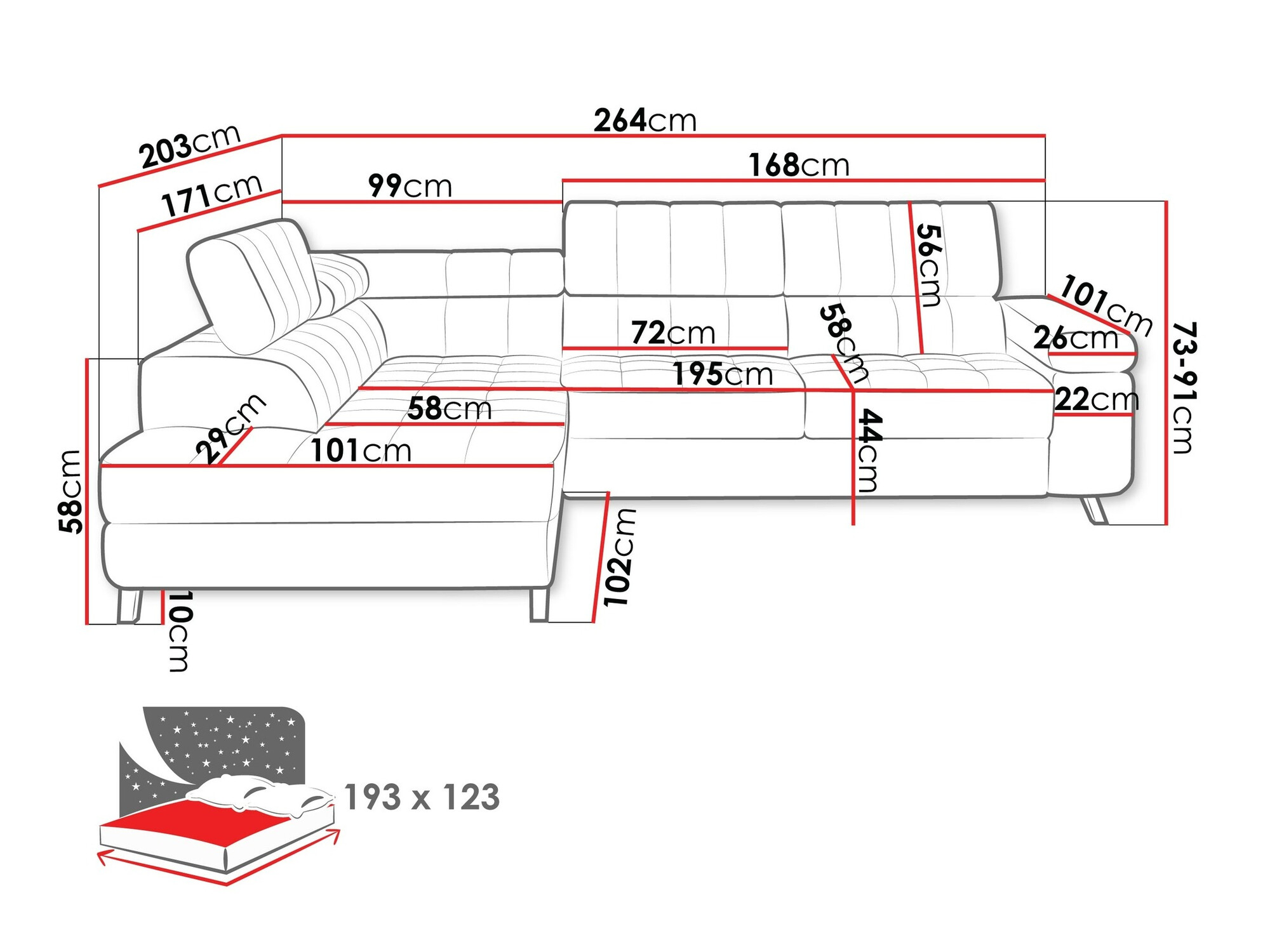 Ecksofa Comfivo 207 (Sorriso 22)