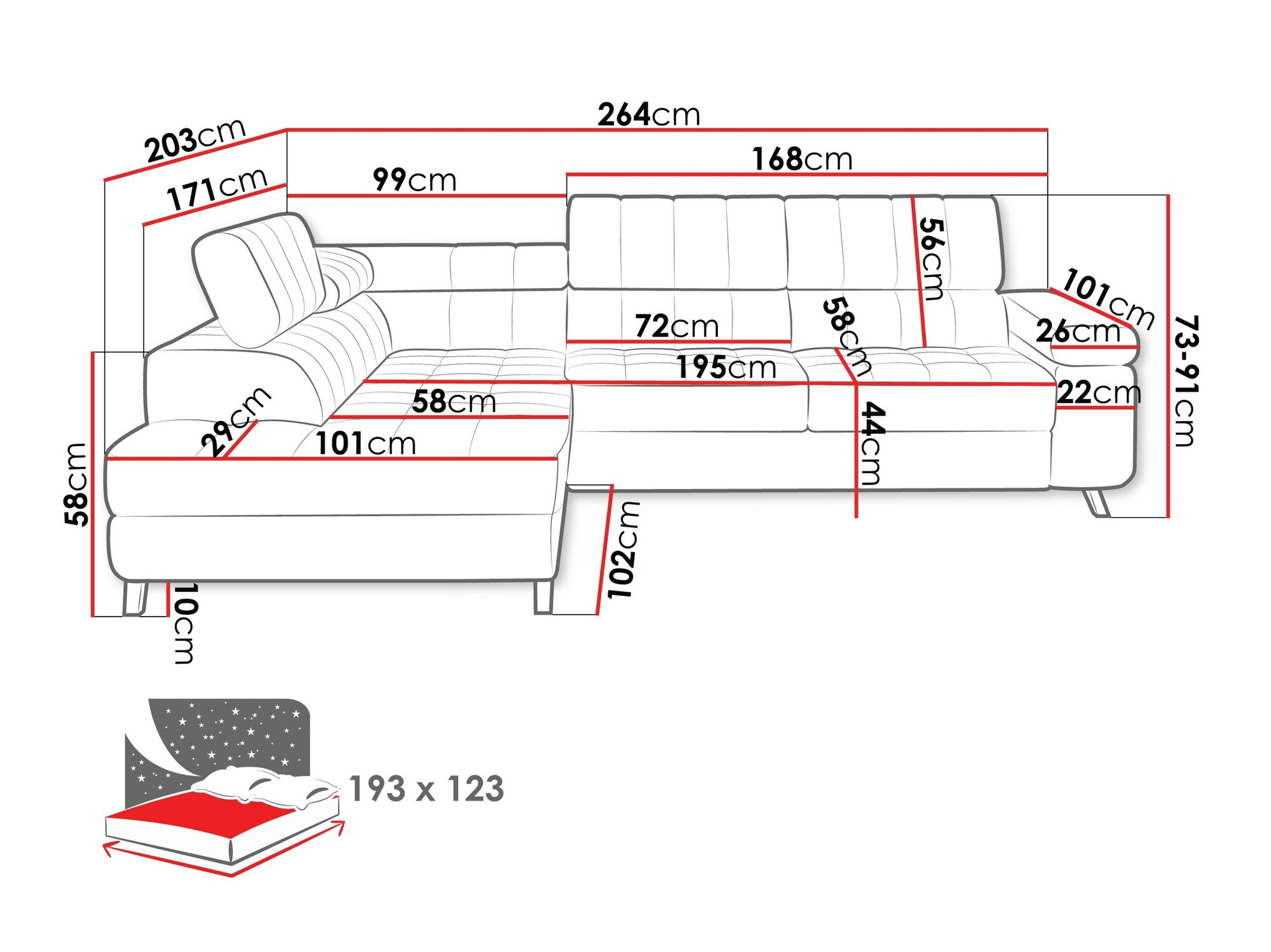 Ecksofa Comfivo Agnus (Boucle Abriamo 10)