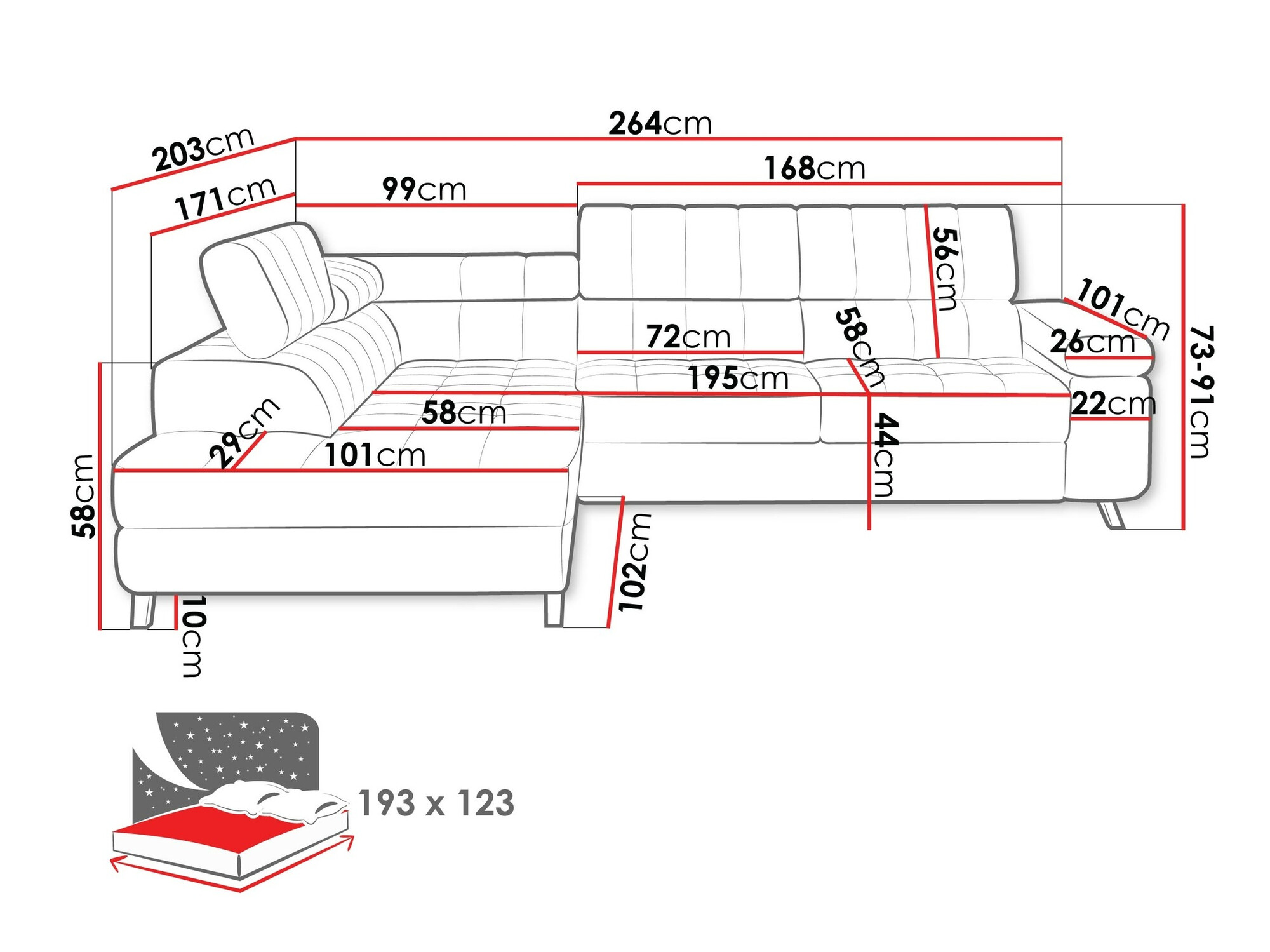 Ecksofa Comfivo Agnus (Boucle Abriamo 10)
