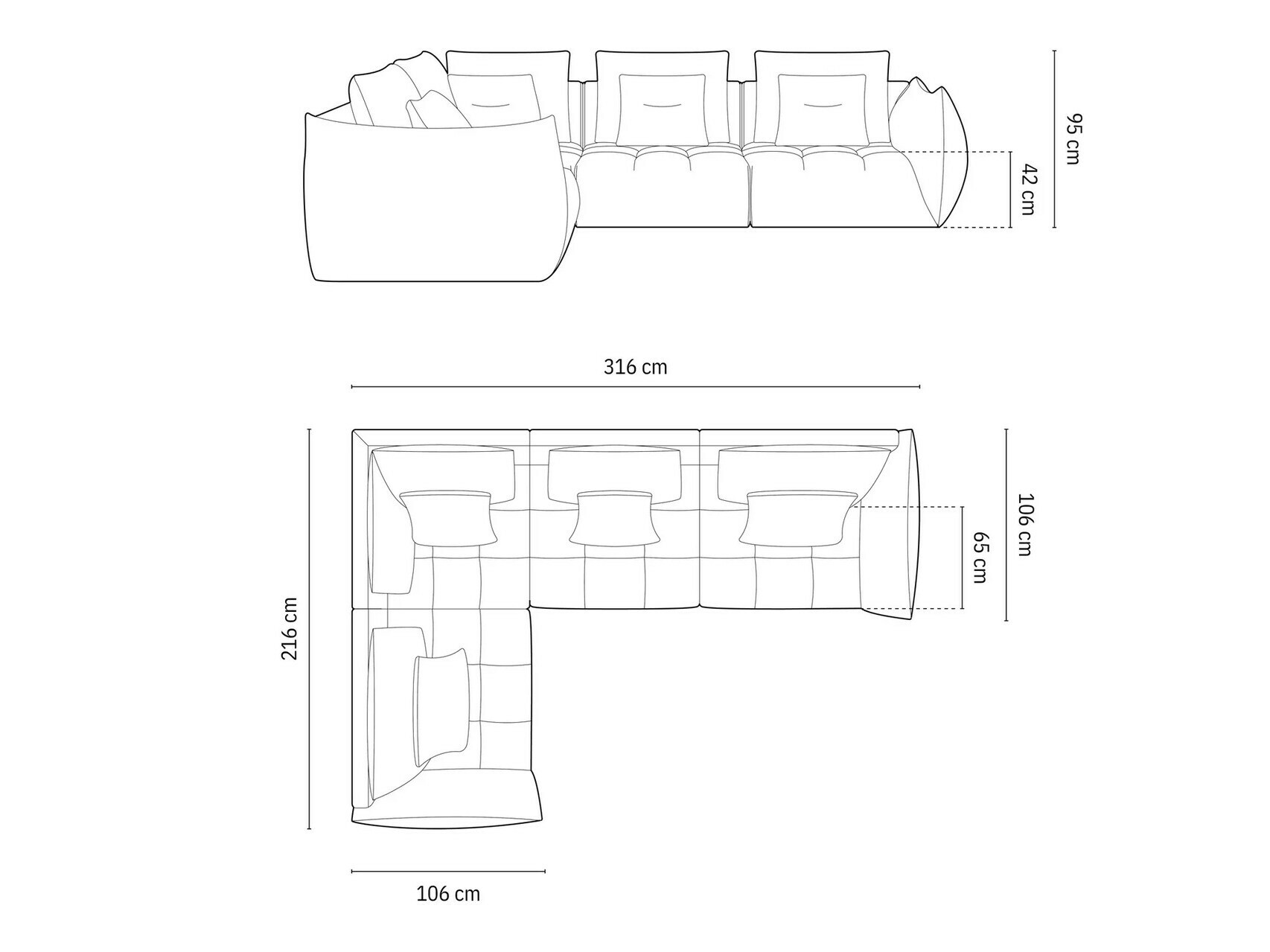 Ecksofa Benorli 105 (Casino Graphite)