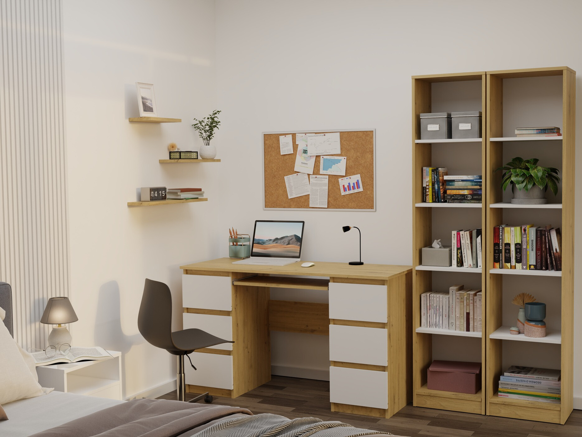 Regal Mandeville 183 (Artisan Eichenholzoptik + Weiß)