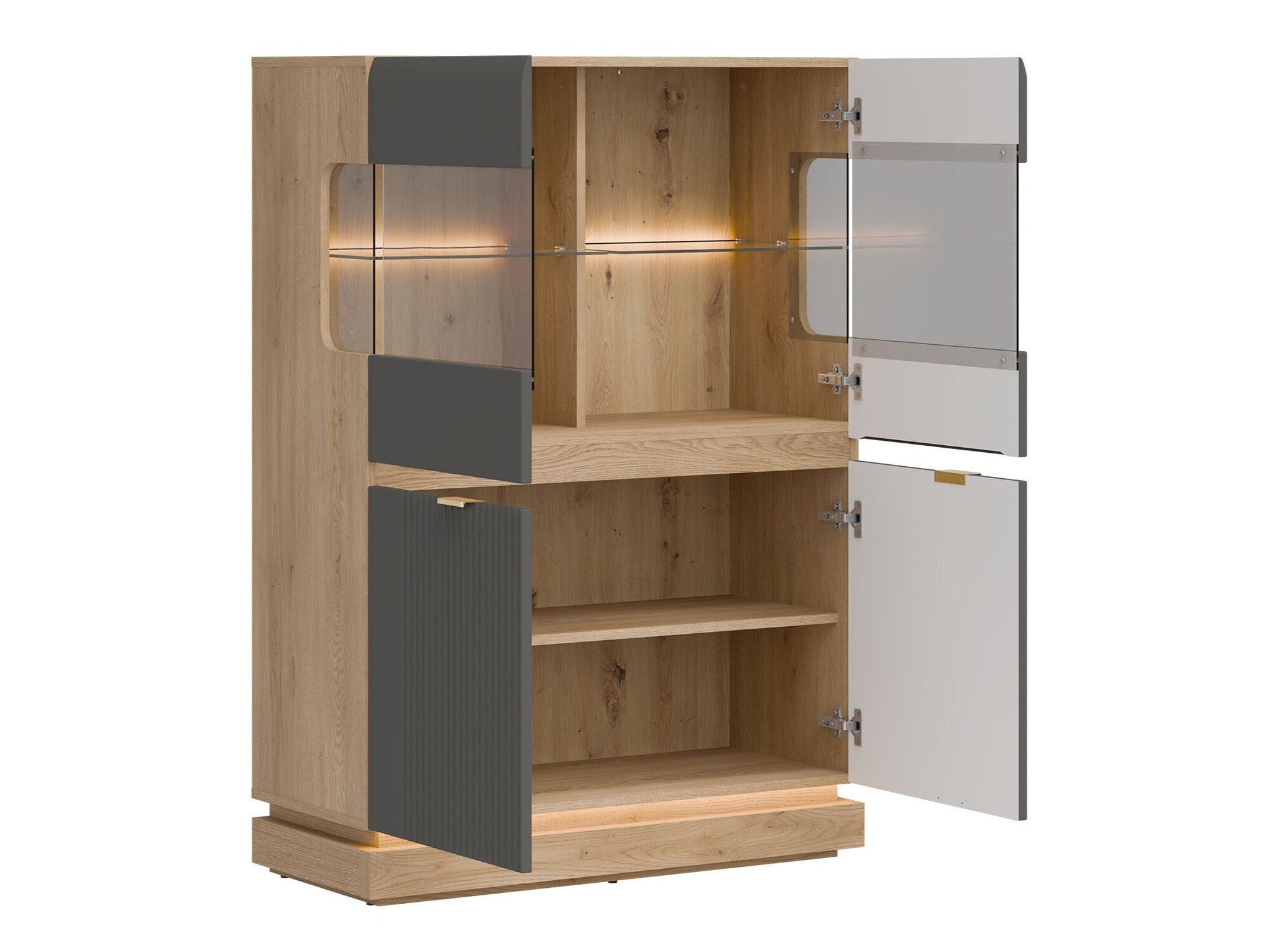 Sideboard Teselbu 105 (Grau + Eichenholzoptik)