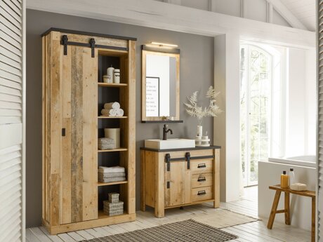 Badezimmer-Set Cirtale 139 (Gealtertes Holz + Anthrazit)