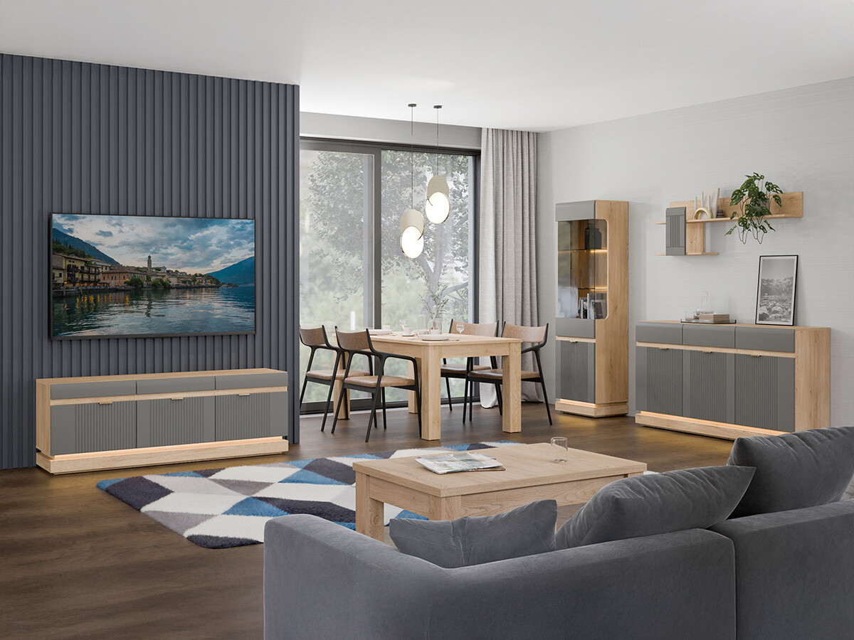 Regal Teselbu 109 (Grau + Eichenholzoptik)