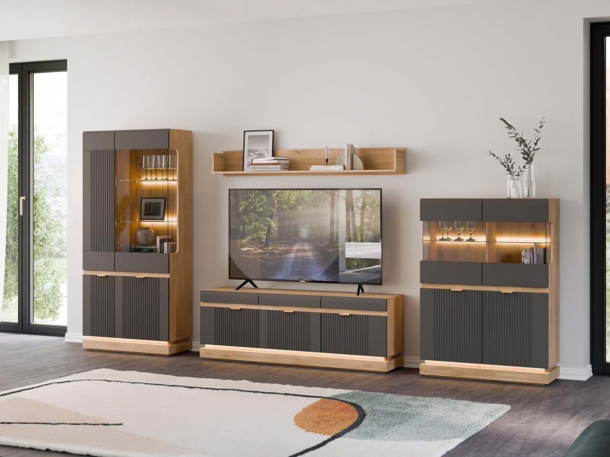 Regal Teselbu 111 (Anthrazit + Eichenholzoptik)