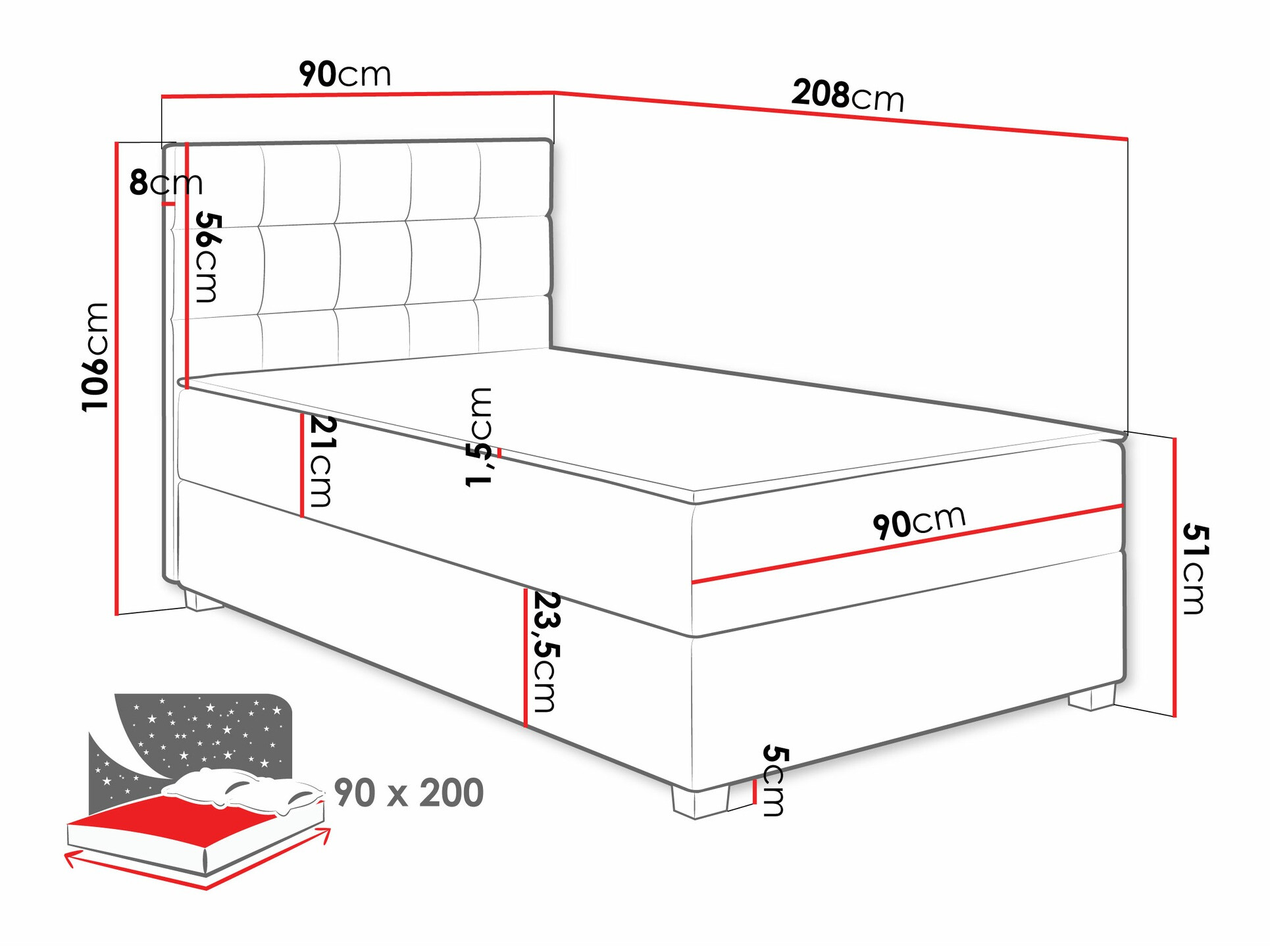 Boxspringbett Sanford 107 (Manila 16)