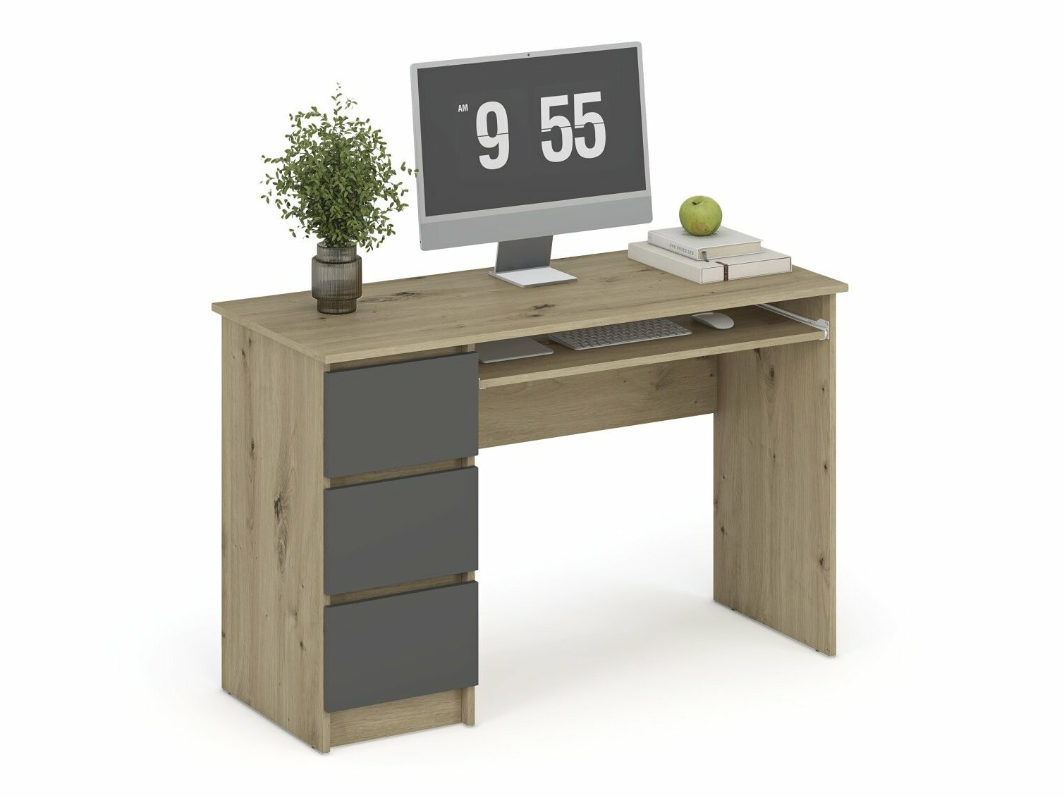 Bürotisch Houston 1949 (Graphit + Artisan Eichenholzoptik)