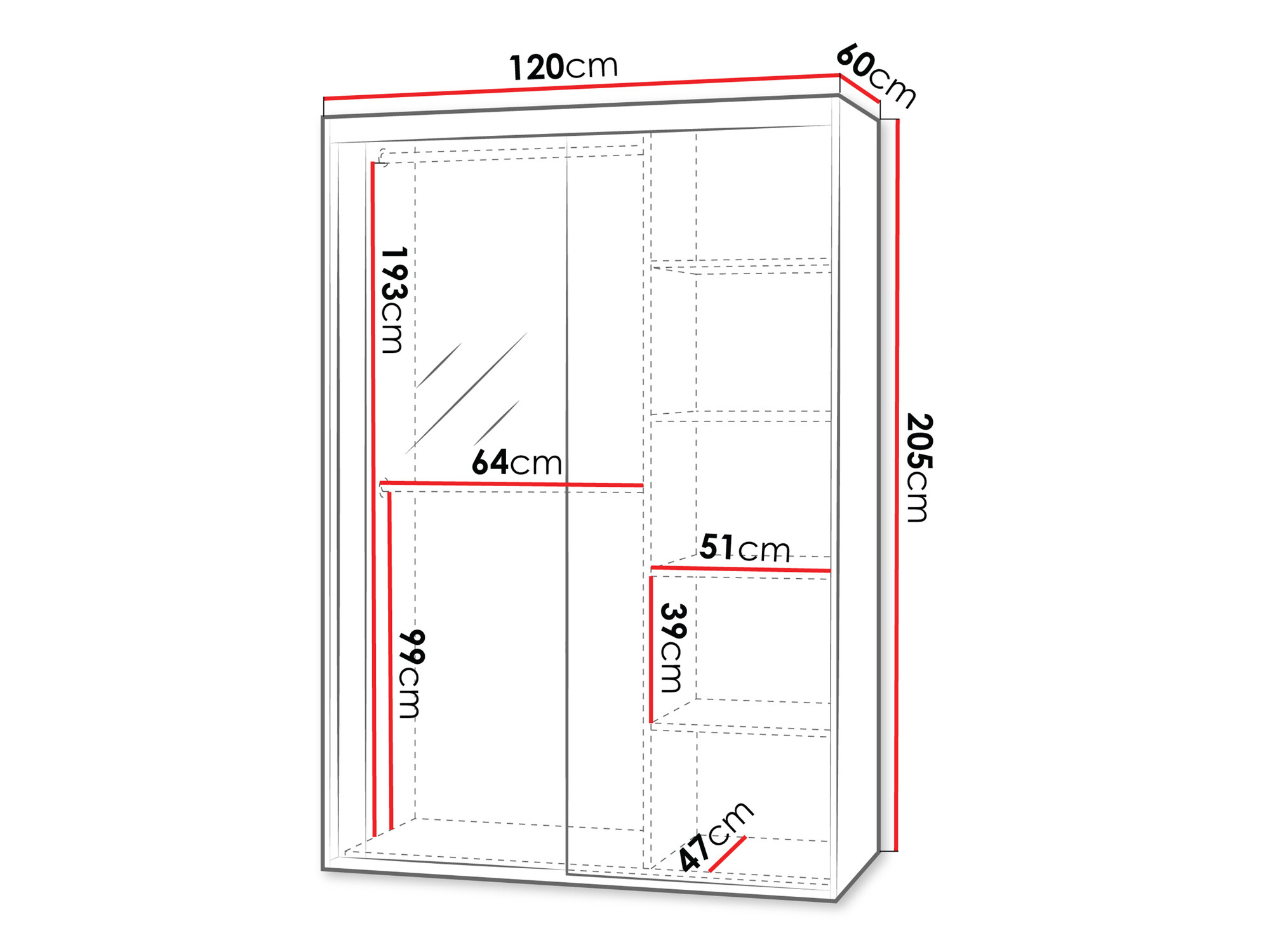 Kleiderschrank Apopka 102 (Weiß)