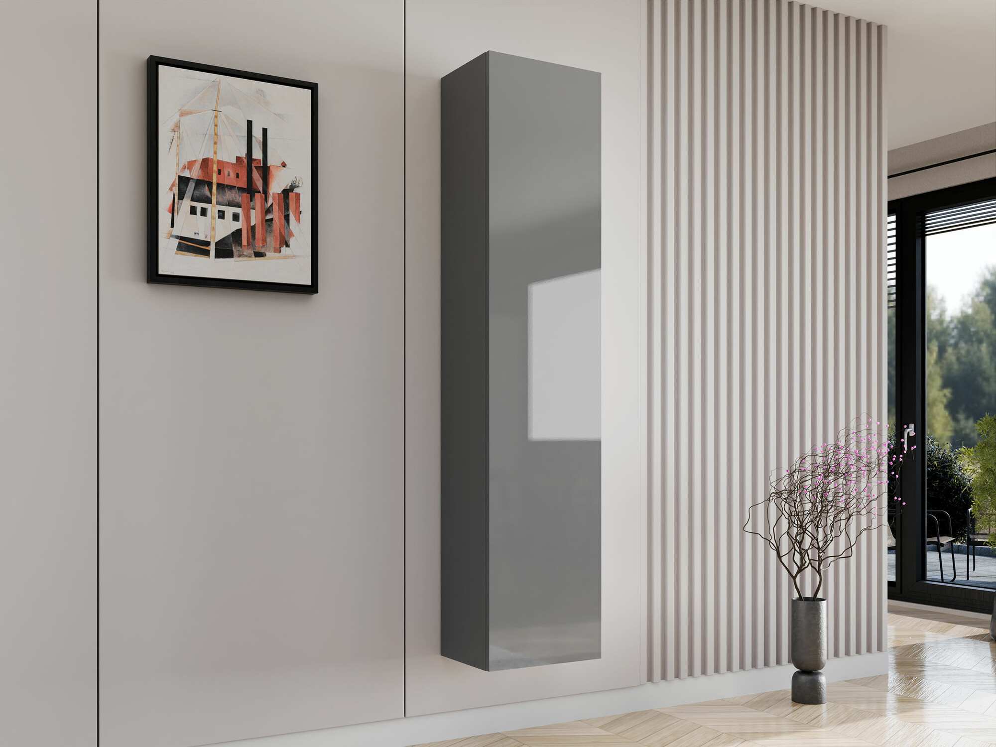 Wandregal Venenou 128 (Grau + Glanzgrau)