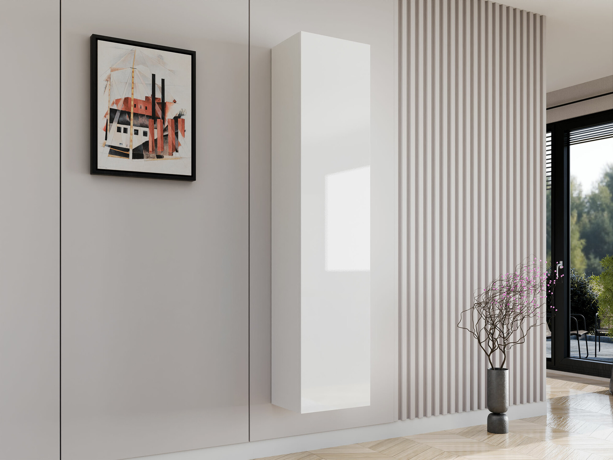 Wandregal Venenou 128 (Weiß + Weiß glänzend)