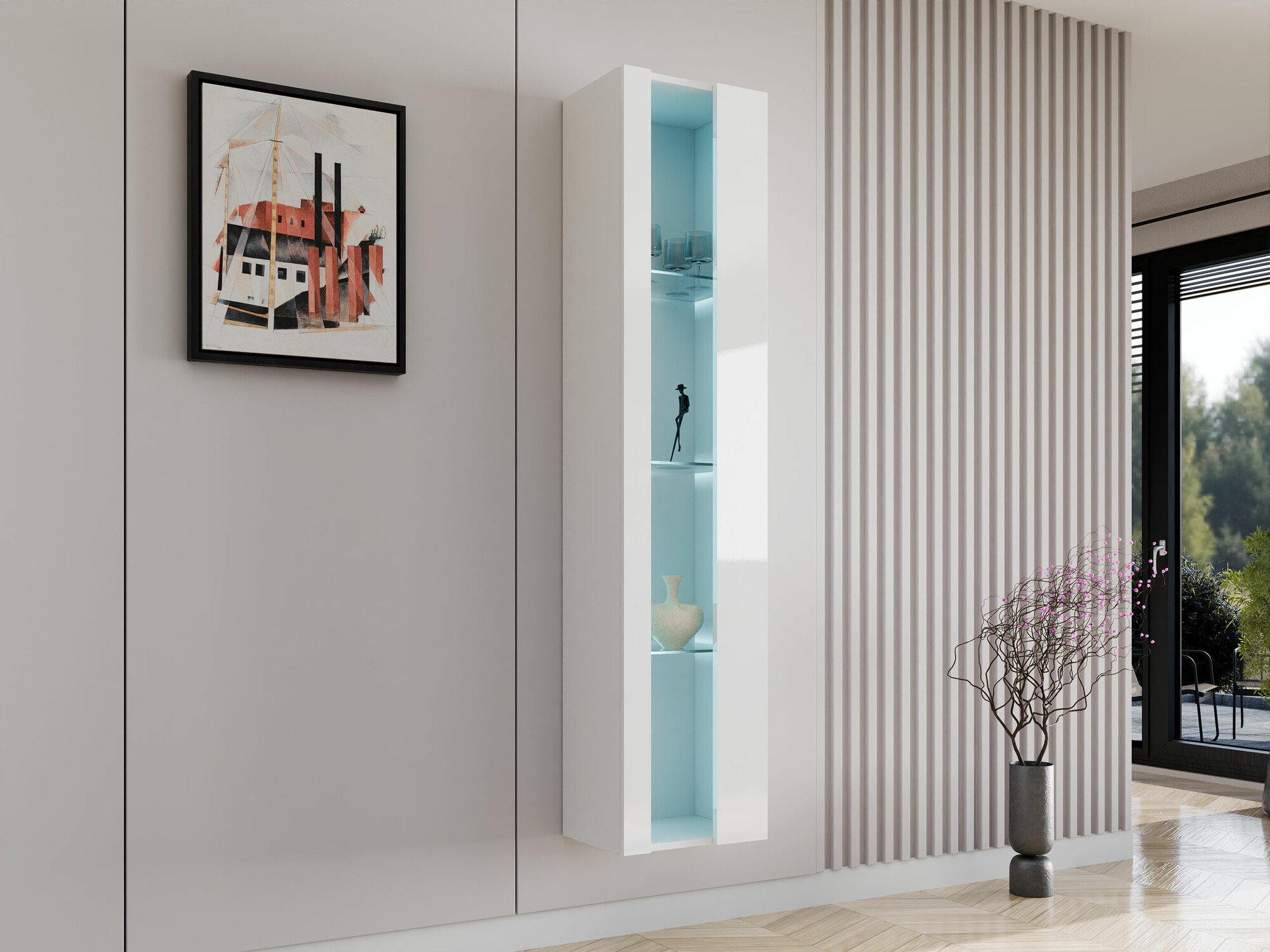 Wandregal Venenou 130 (Weiß + Weiß glänzend)