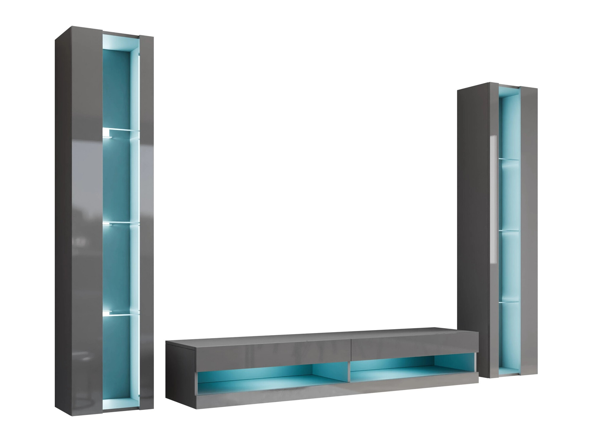 Wohnzimmer-Sets Venenou 112 (Grau + Glanzgrau)