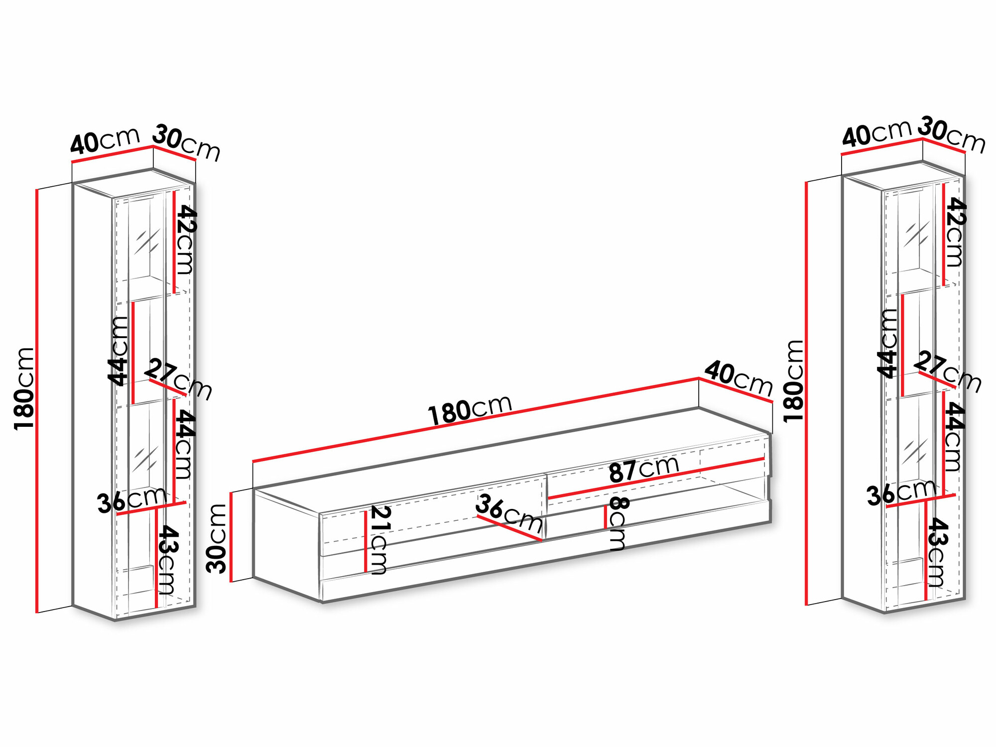Wohnzimmer-Sets Venenou 112 (Weiß + Weiß glänzend)