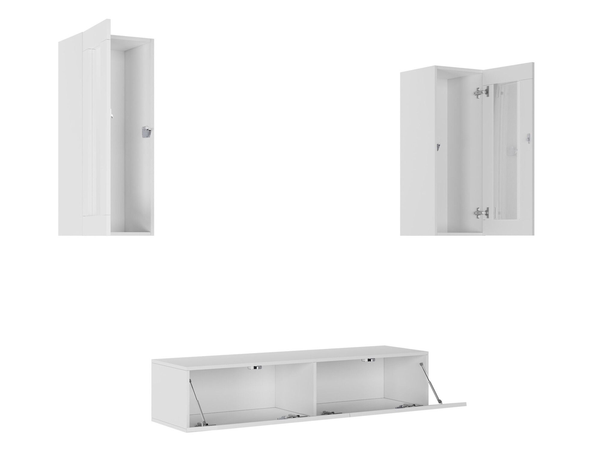 Wohnzimmer-Sets Venenou 139 (Weiß + Weiß glänzend)