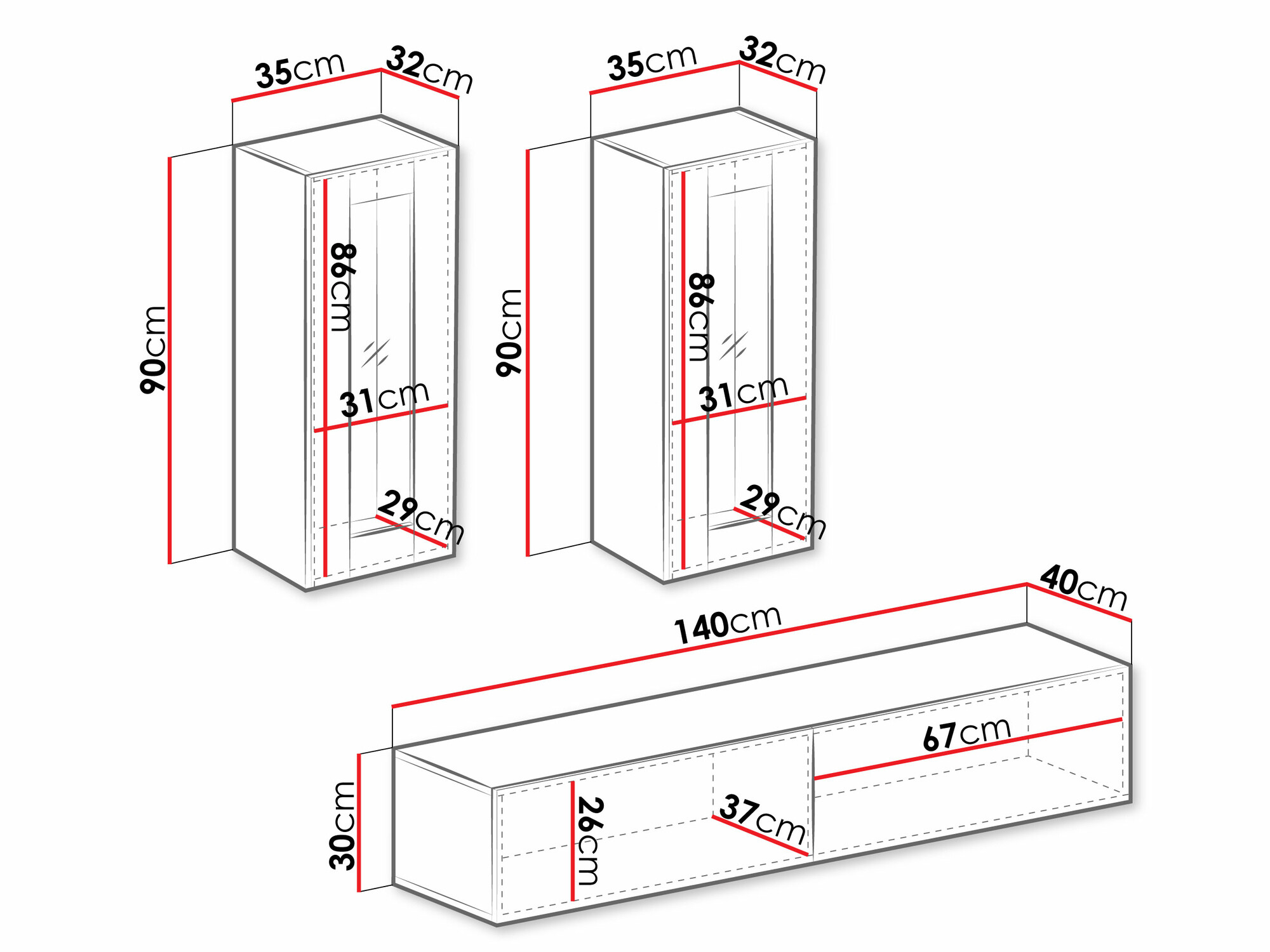 Wohnzimmer-Sets Venenou 139 (Weiß + Weiß glänzend)
