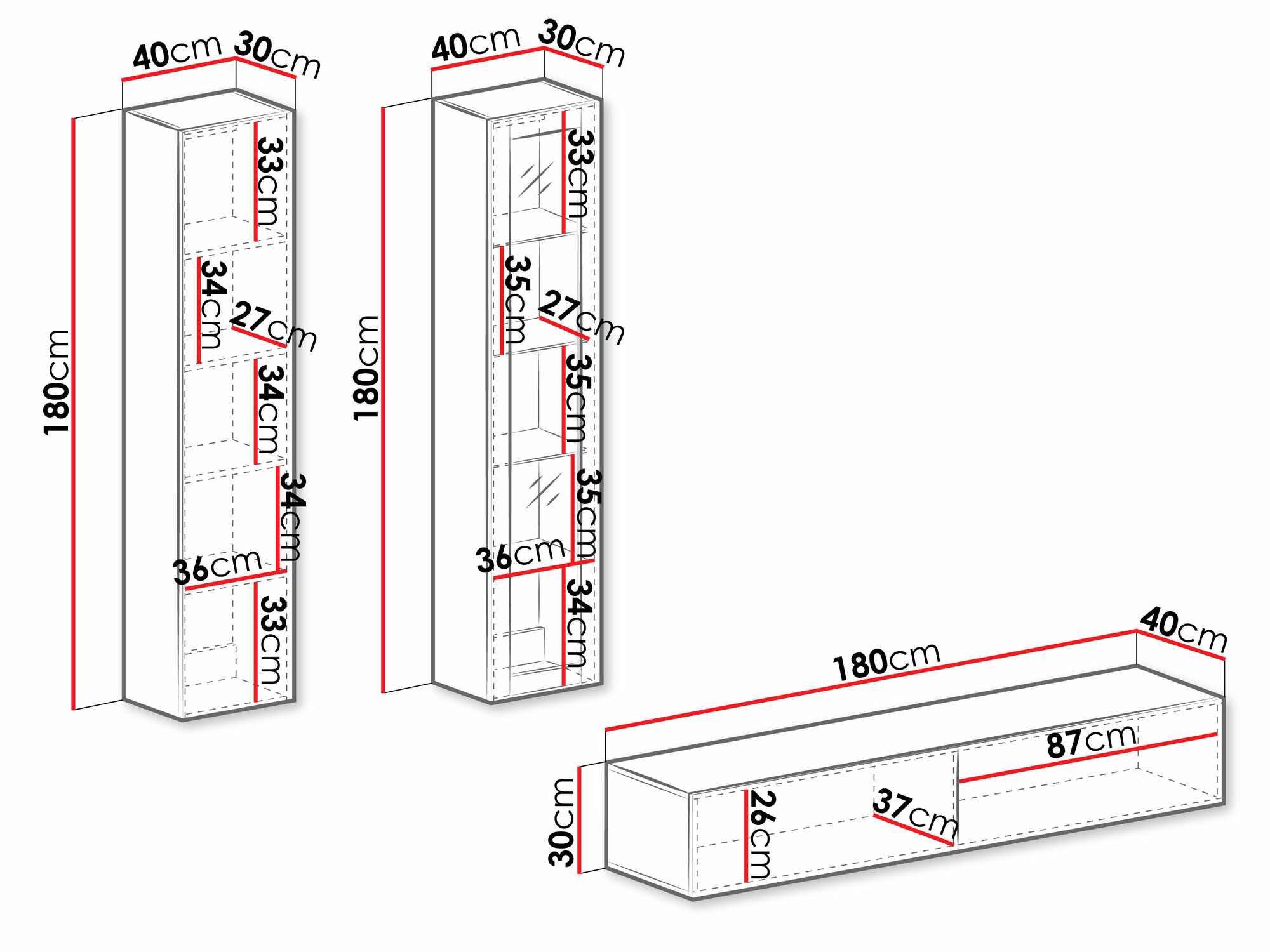 Wohnzimmer-Sets Vilrin I (Weiß + Weiß glänzend)