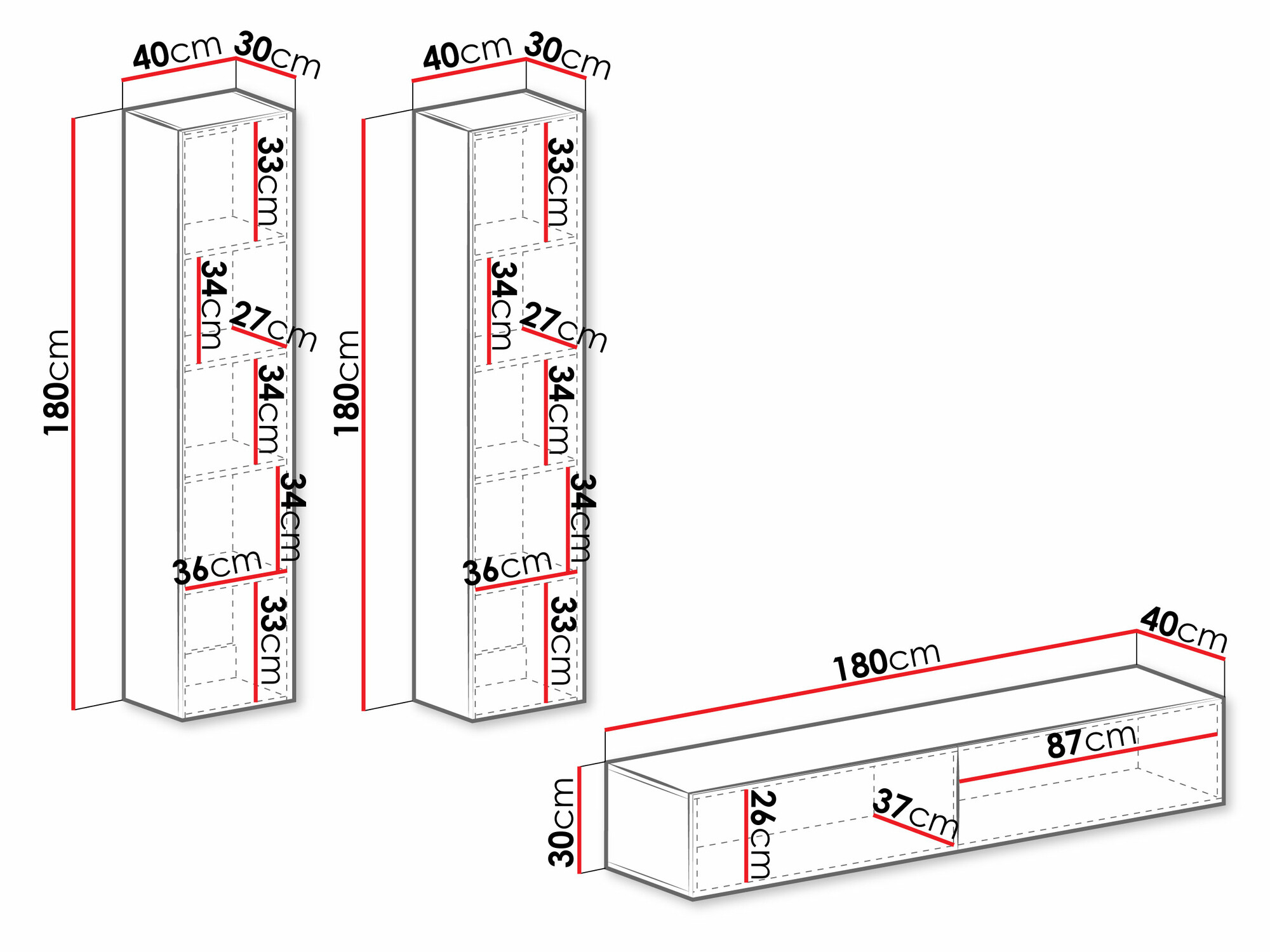 Wohnzimmer-Sets Vilrin II (Weiß + Weiß glänzend)