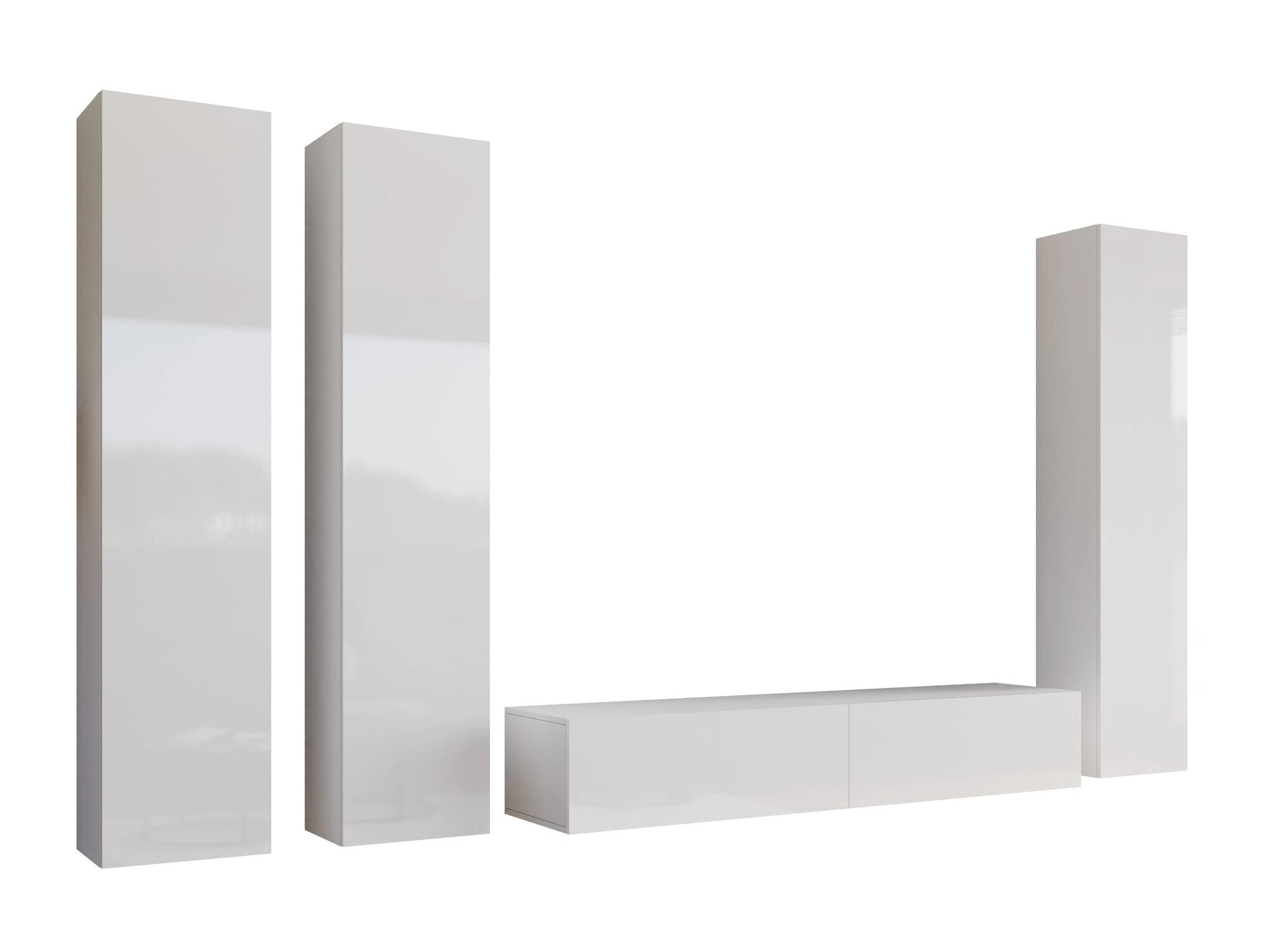 Wohnzimmer-Sets Vilrin (Weiß + Weiß glänzend)