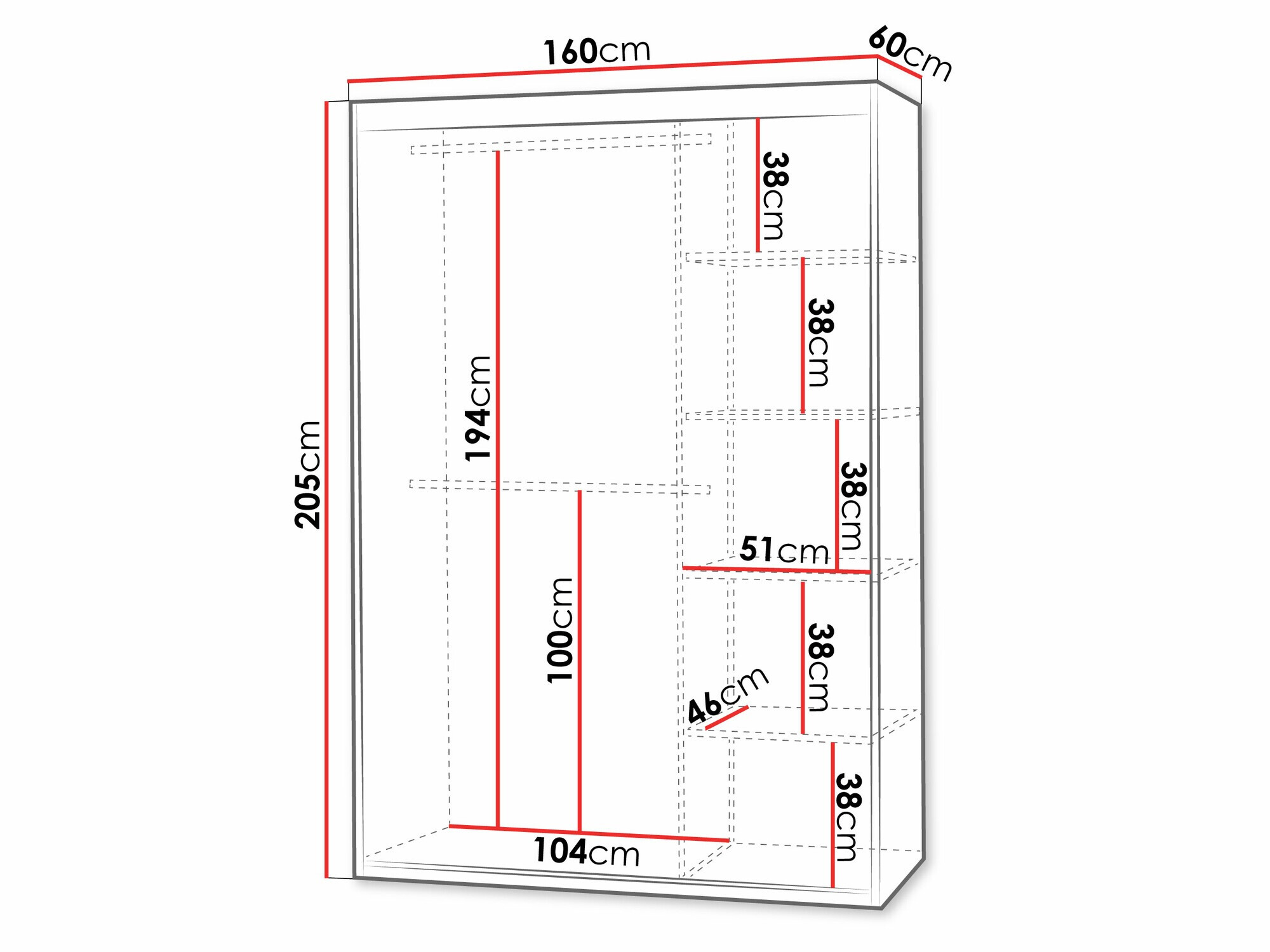Kleiderschrank Apopka 103 (Weiß)