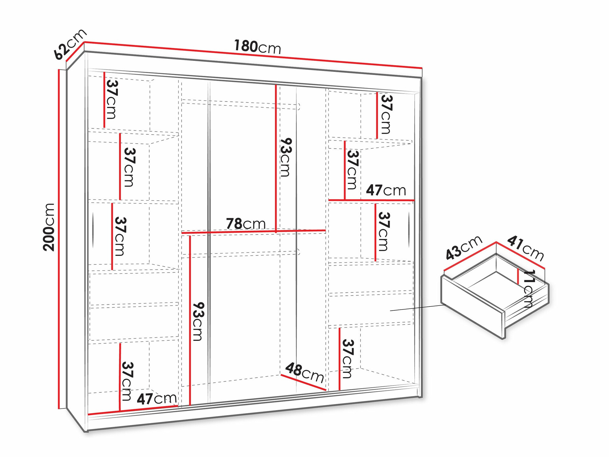 Kleiderschrank Hartford 500 (Schwarz)