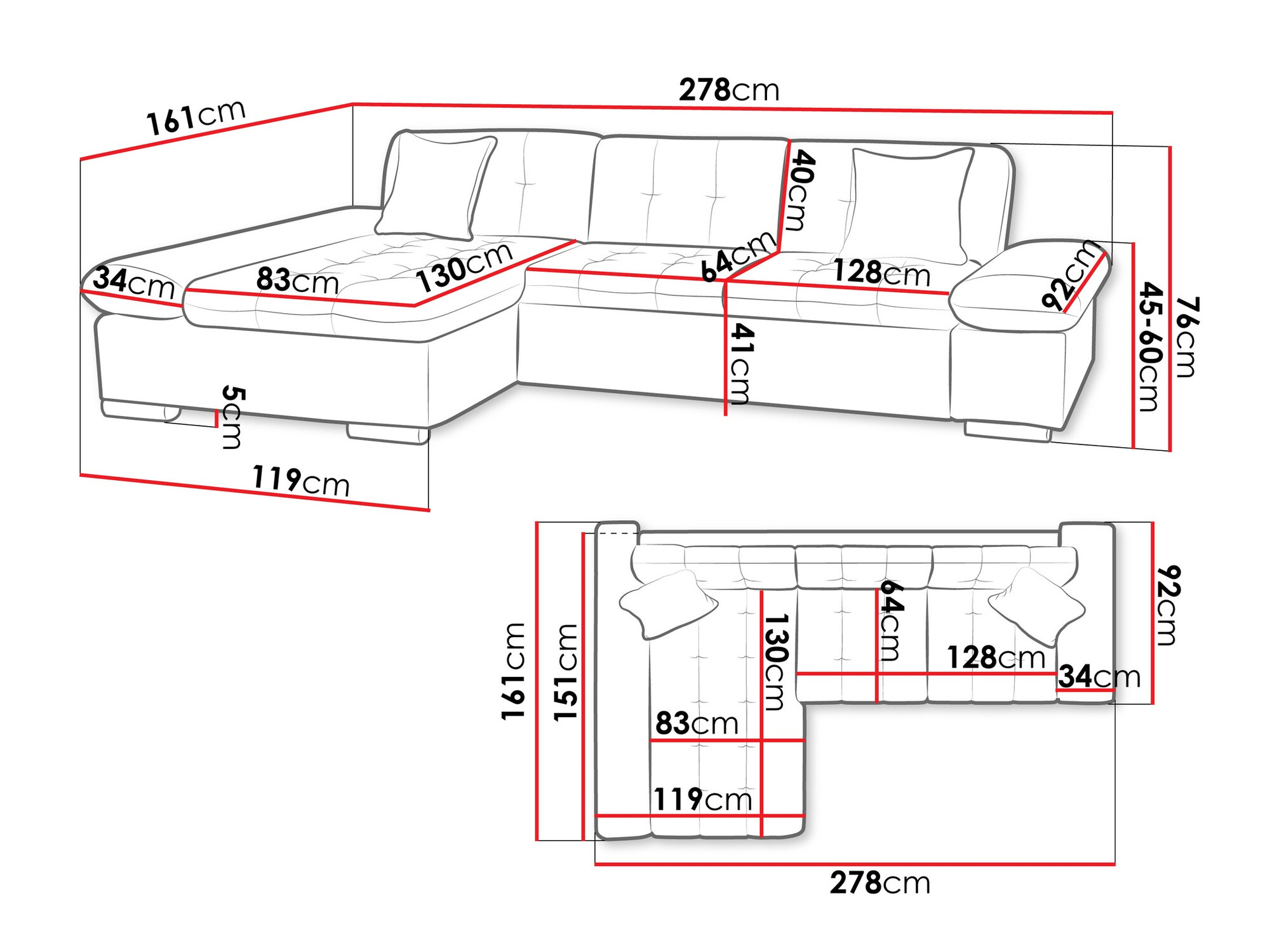 Ecksofa Comfivo Serenitas (Lux 06 + Lux 05)
