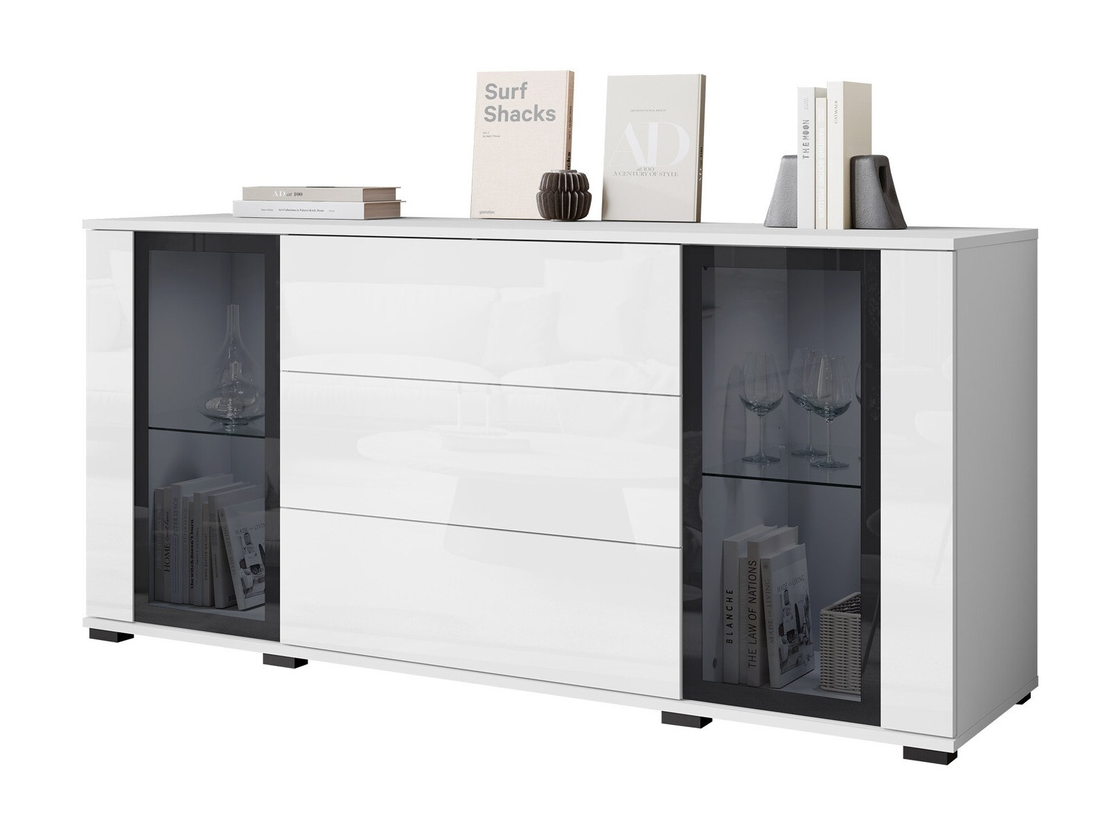 Kommoden Torcame 101 (Weiß + Weiß glänzend)