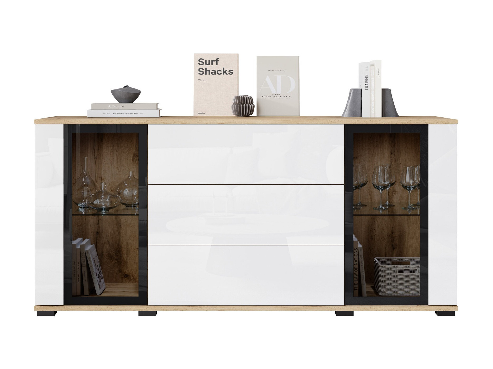 Kommoden Torcame 101 (Weiß + Weiß glänzend)