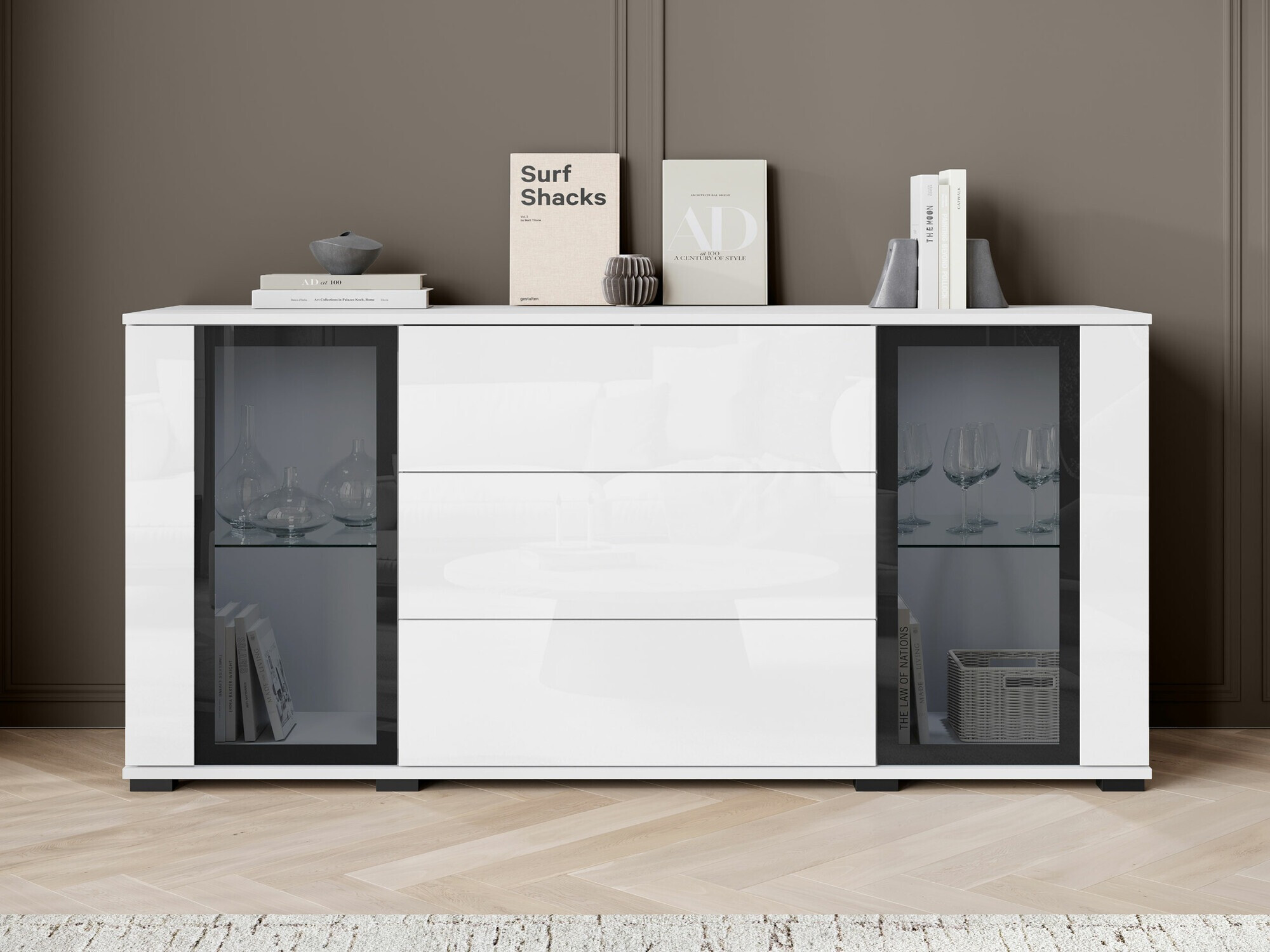 Kommoden Torcame 101 (Weiß + Weiß glänzend)