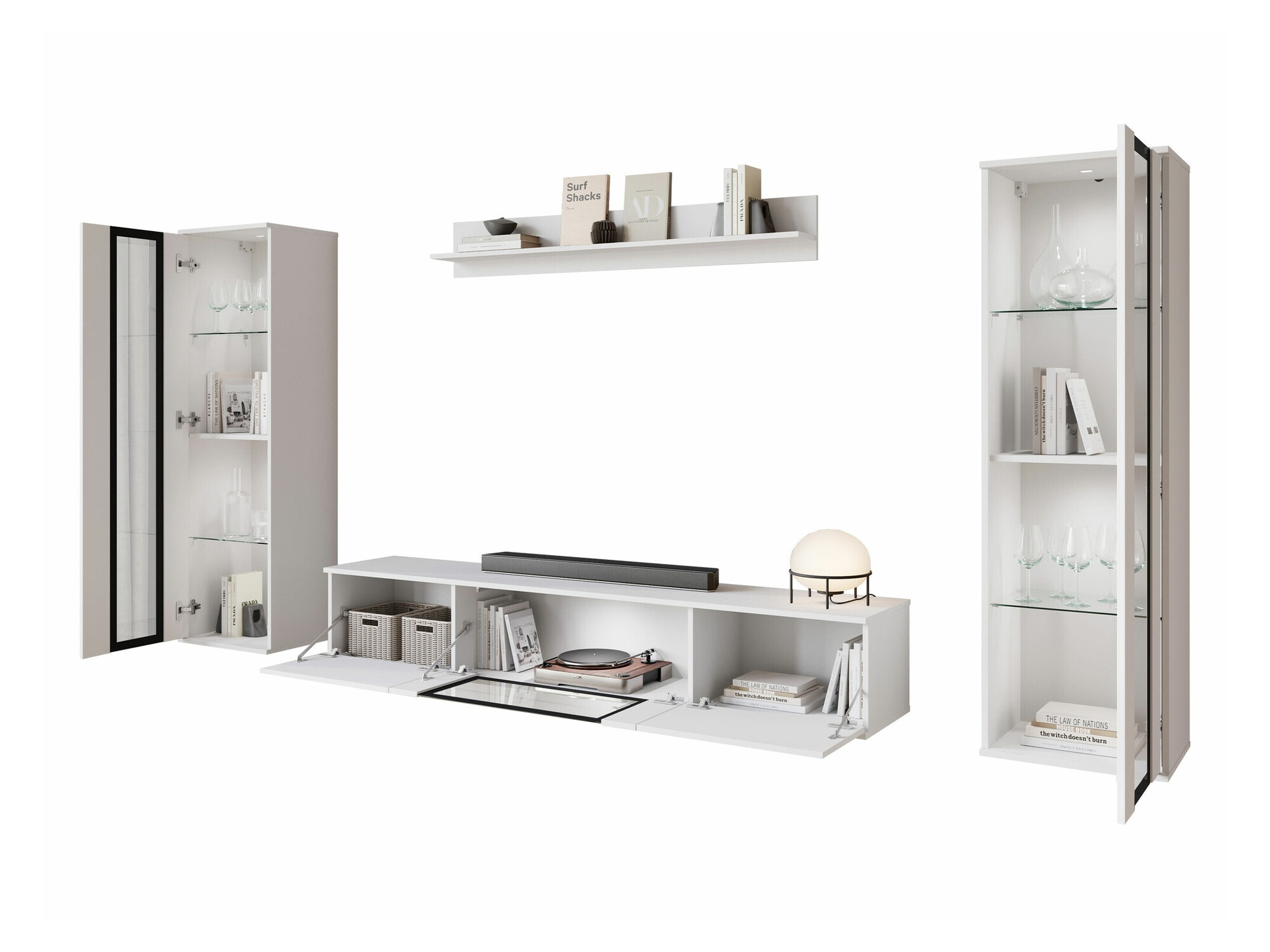 Wohnzimmer-Sets Torcame 103 (Weiß + Weiß glänzend)