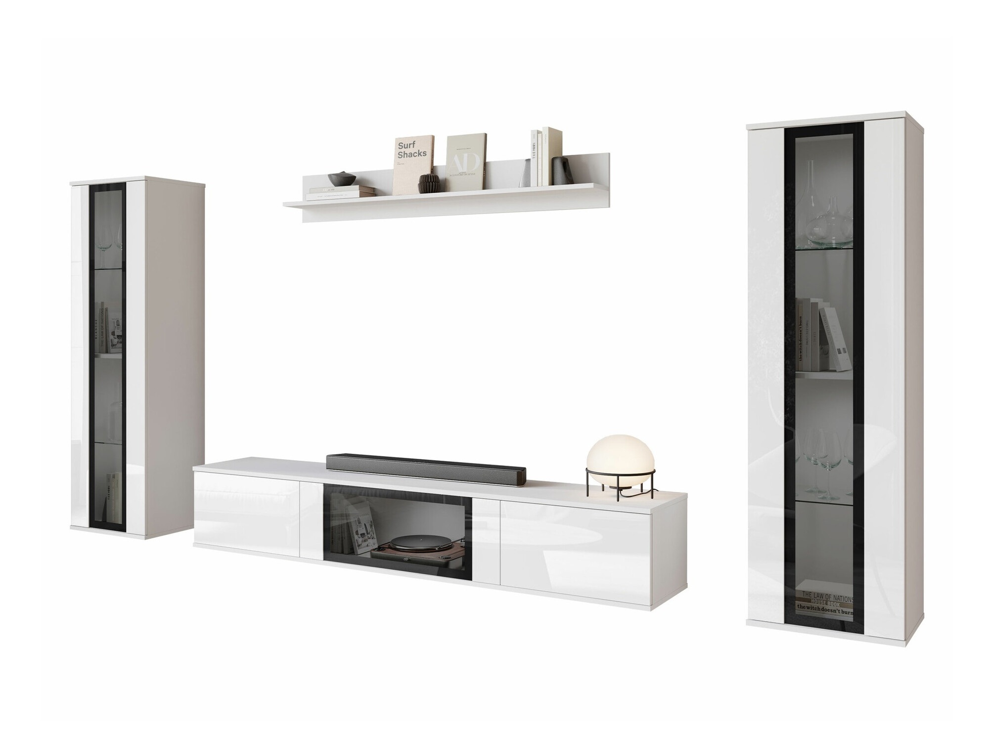 Wohnzimmer-Sets Torcame 103 (Weiß + Weiß glänzend)