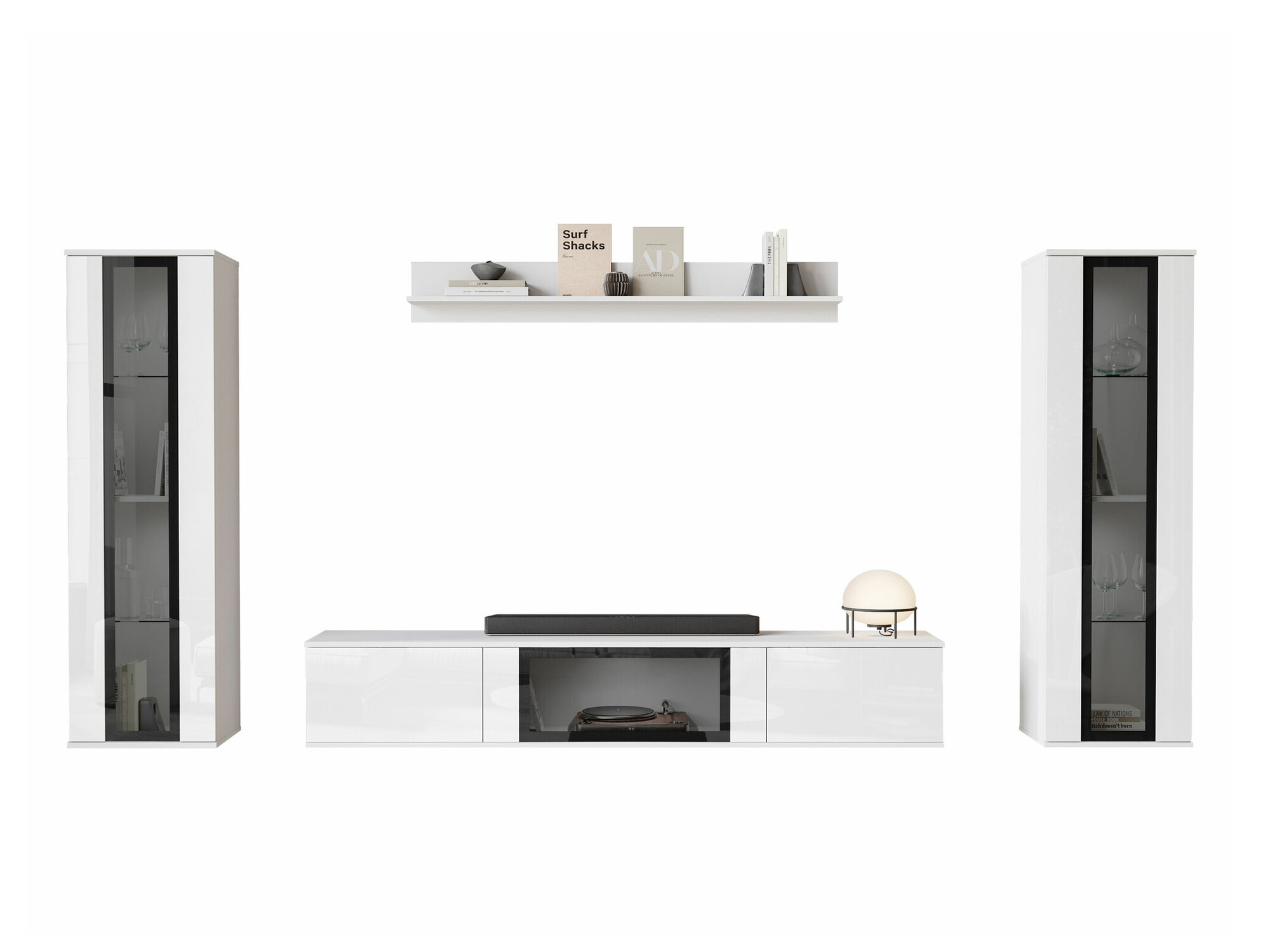 Wohnzimmer-Sets Torcame 103 (Weiß + Weiß glänzend)