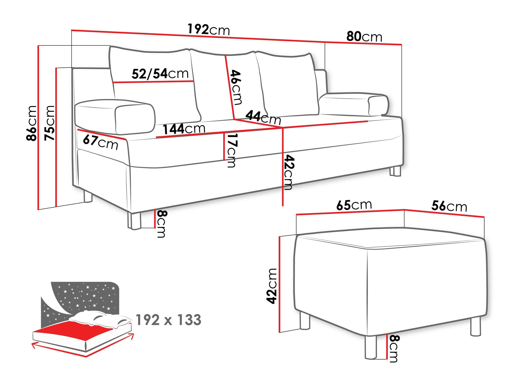 Polstermöbel-Set Comfivo Artes (Alova 36 + Alova 07)